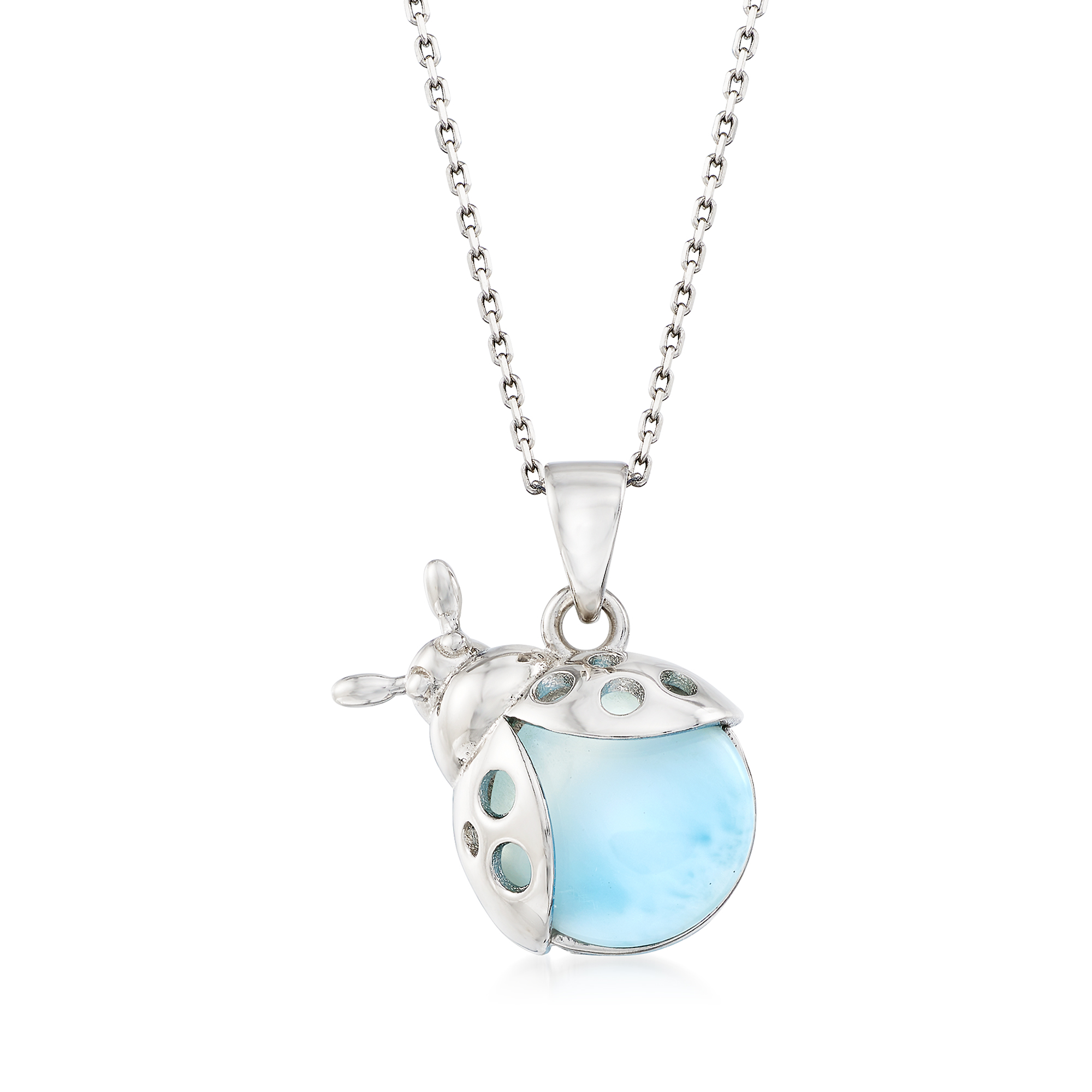Larimar Ladybug Pendant Necklace in Sterling Silver | Ross-Simons Larimar Ladybug Pendant Necklace in Sterling Silver | Ross-Simons