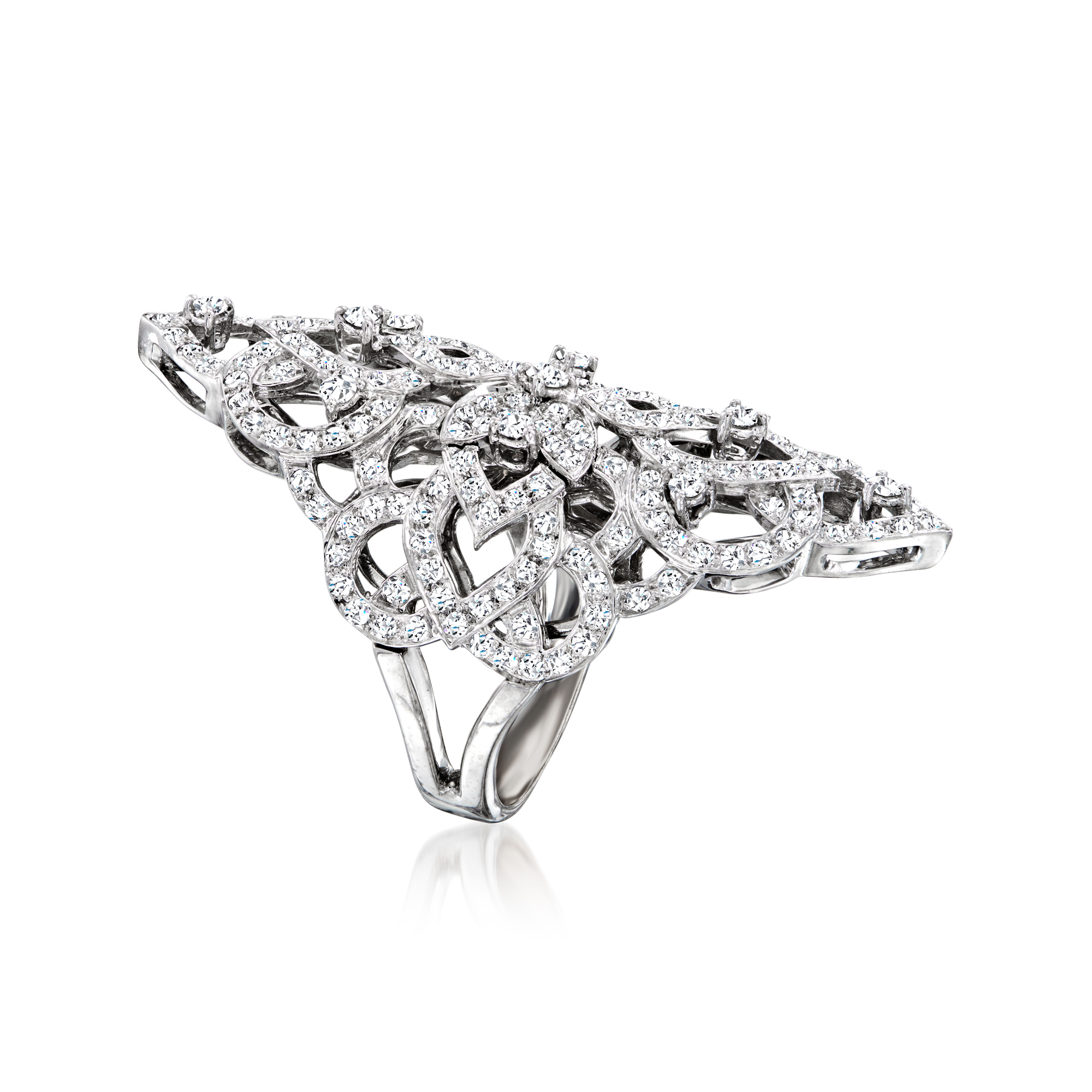 C. 1990 Vintage 3.60 ct. t.w. Diamond Ring in 18kt White Gold