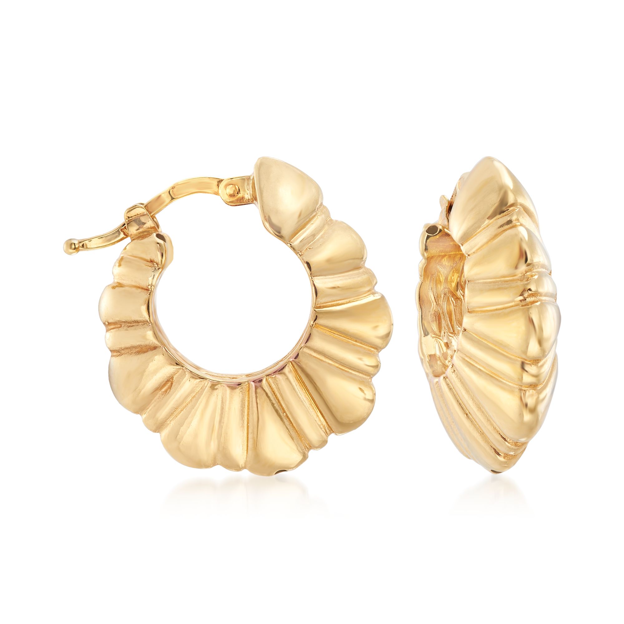 gold puffed hoop earrings