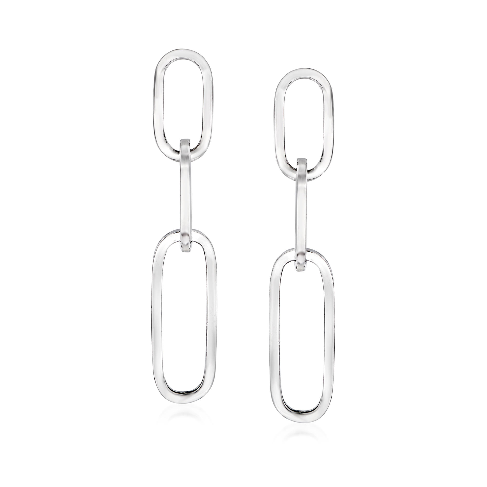 Italian Sterling Silver Paper Clip Link Drop Earrings RossSimons