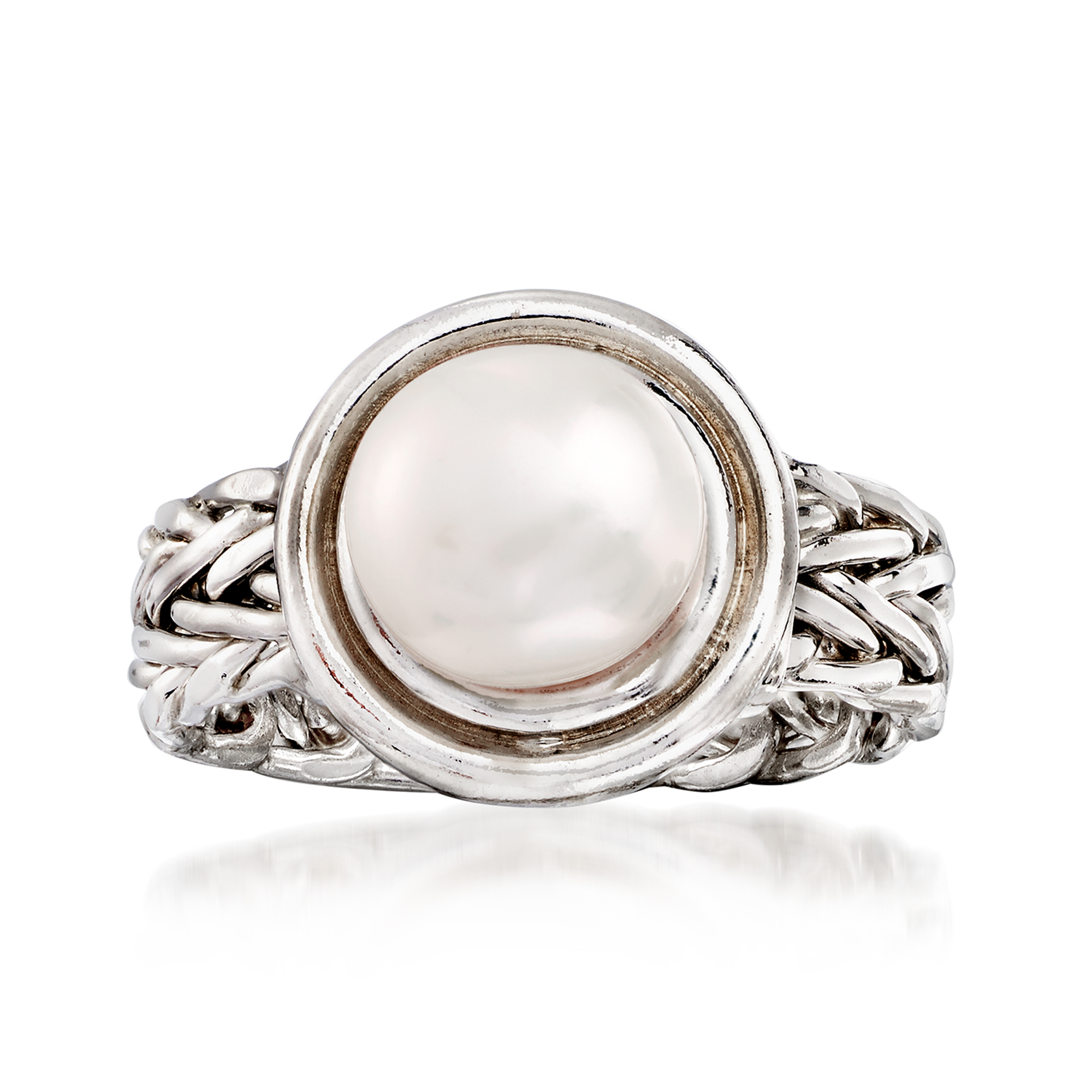 8mm Cultured Button Pearl Ring in Sterling Silver | Ross-Simons