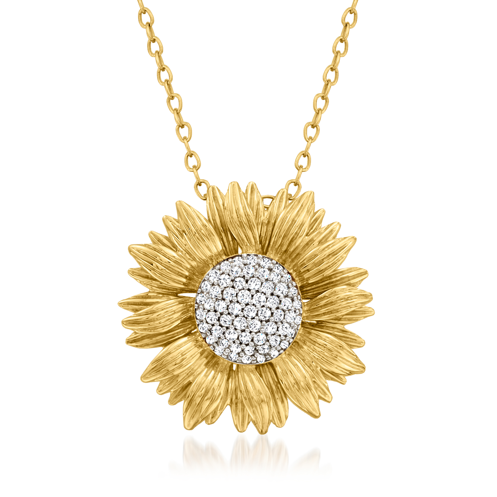 316L Stainless Steel Swarovski Crystals Sunflower Pendant with Rope Ne –  FabJewels 4less