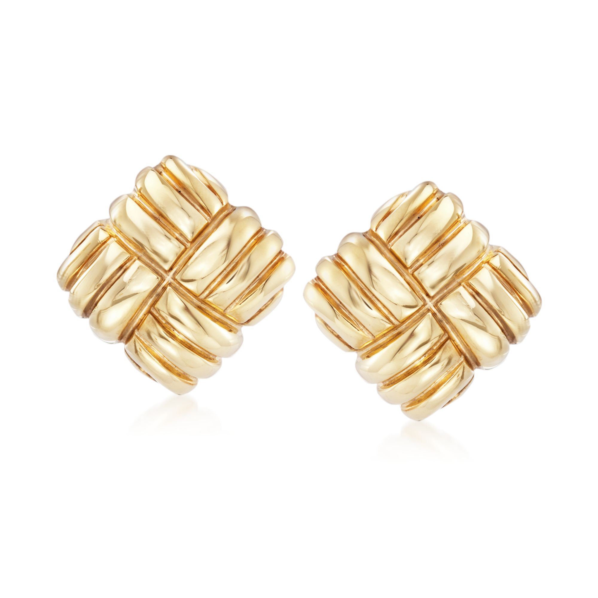 10kt Yellow Gold Ribbed Love Knot Ball Post Earrings
