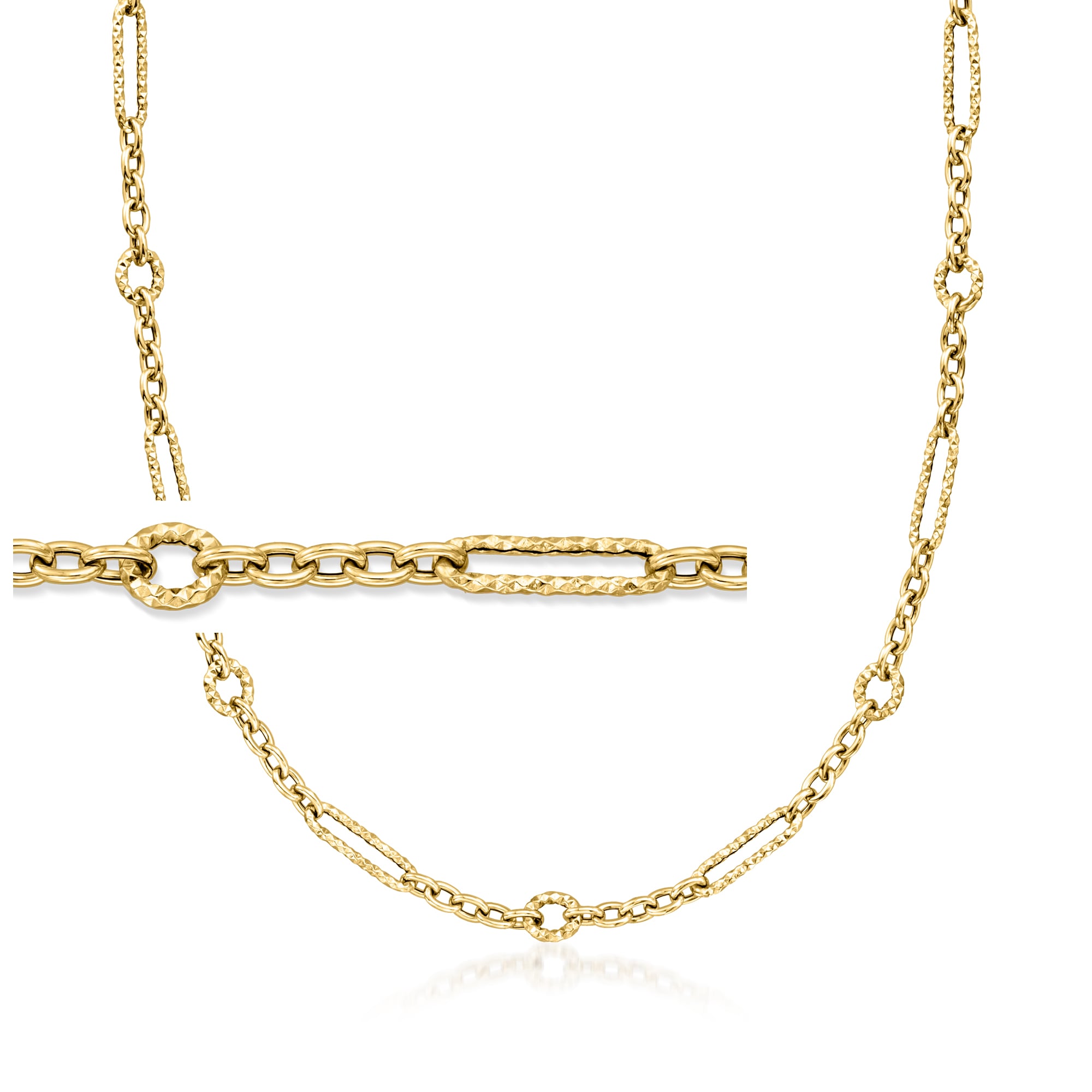 Italian 14kt Yellow Gold Alternating Paper Clip Link Necklace