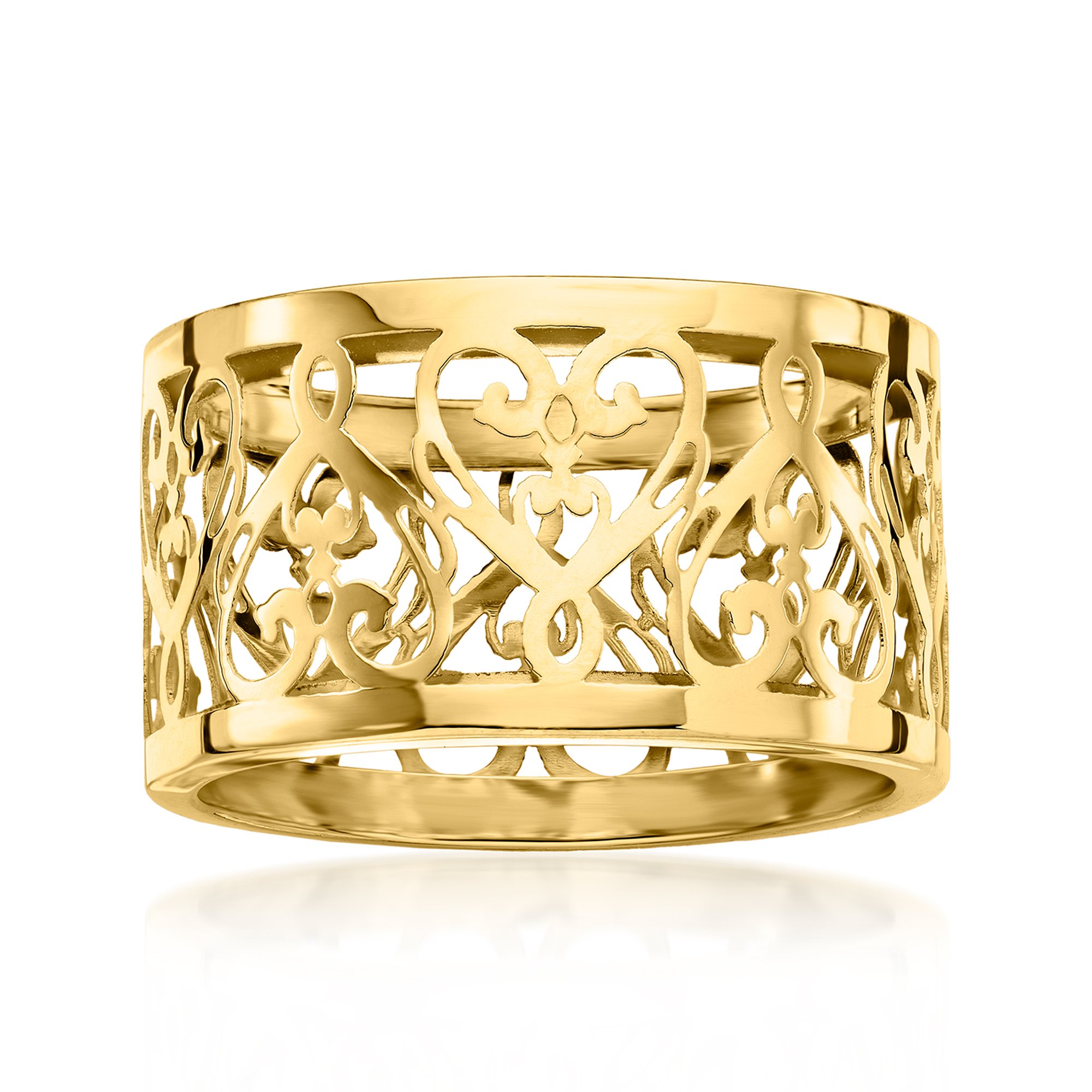 Italian 14kt Yellow Gold Filigree Heart Ring