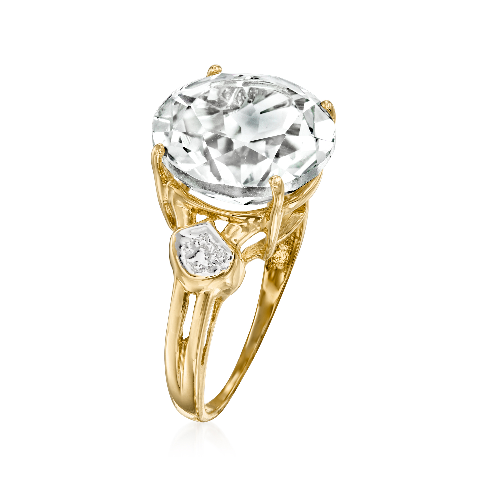 C. 1980 Vintage 7.20 Carat White Topaz Ring in 14kt Yellow