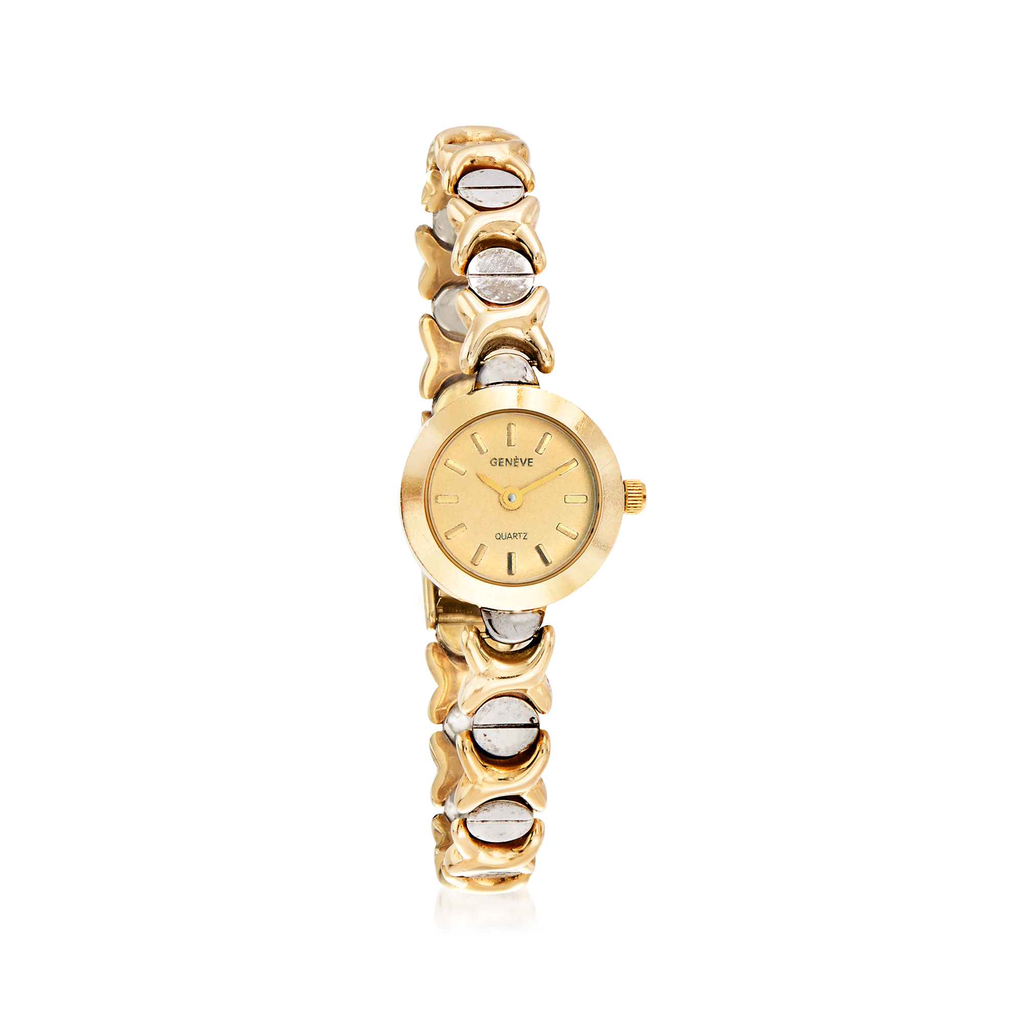 C. 1980 Vintage Geneve Women's 19mm 14kt Two-Tone Gold Watch. Size 7 ...