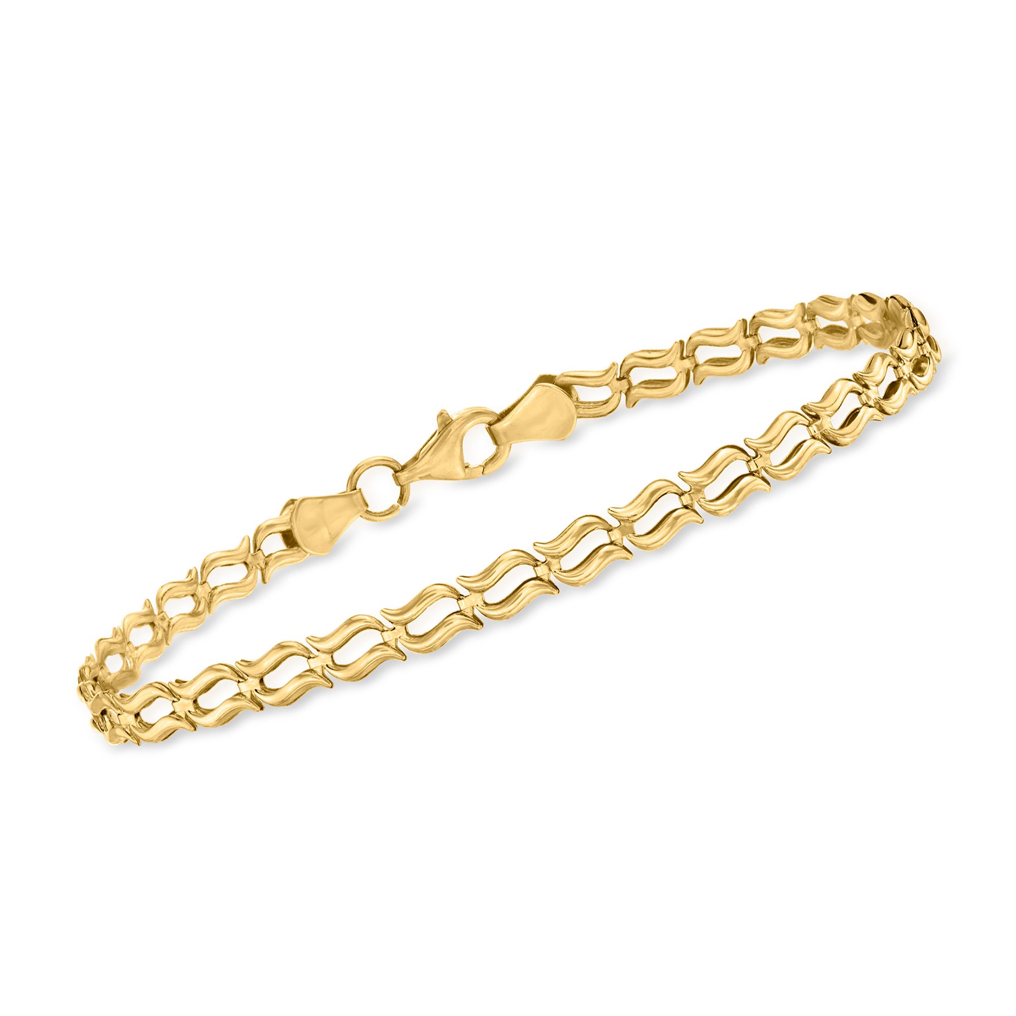 10kt Yellow Gold Wavy-Link Bracelet | Ross Simons