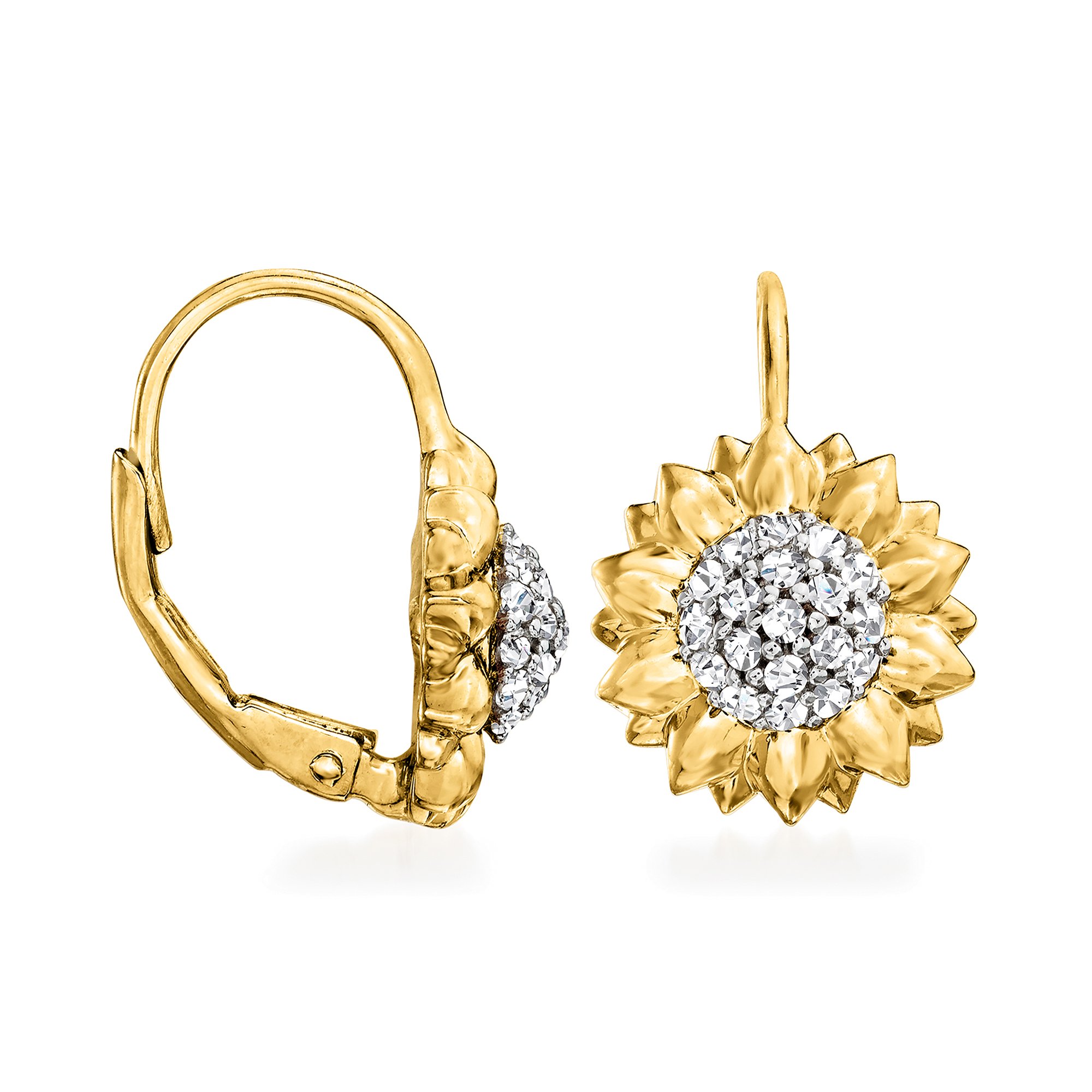 40 ct. t.w. White Topaz Sunflower Drop Earrings in 18kt Gold