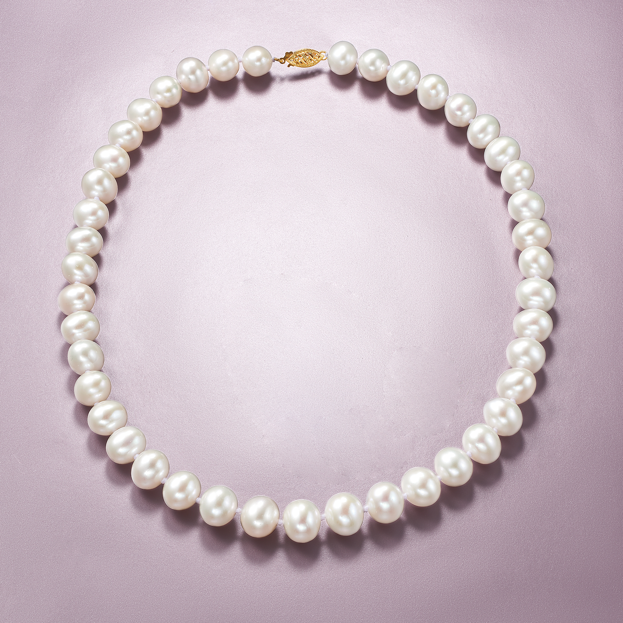 9.5-10.5mm Cultured Pearl Necklace with 14kt Yellow Gold 9.5-10.5mm Cultured Pearl Necklace with 14kt Yellow Gold