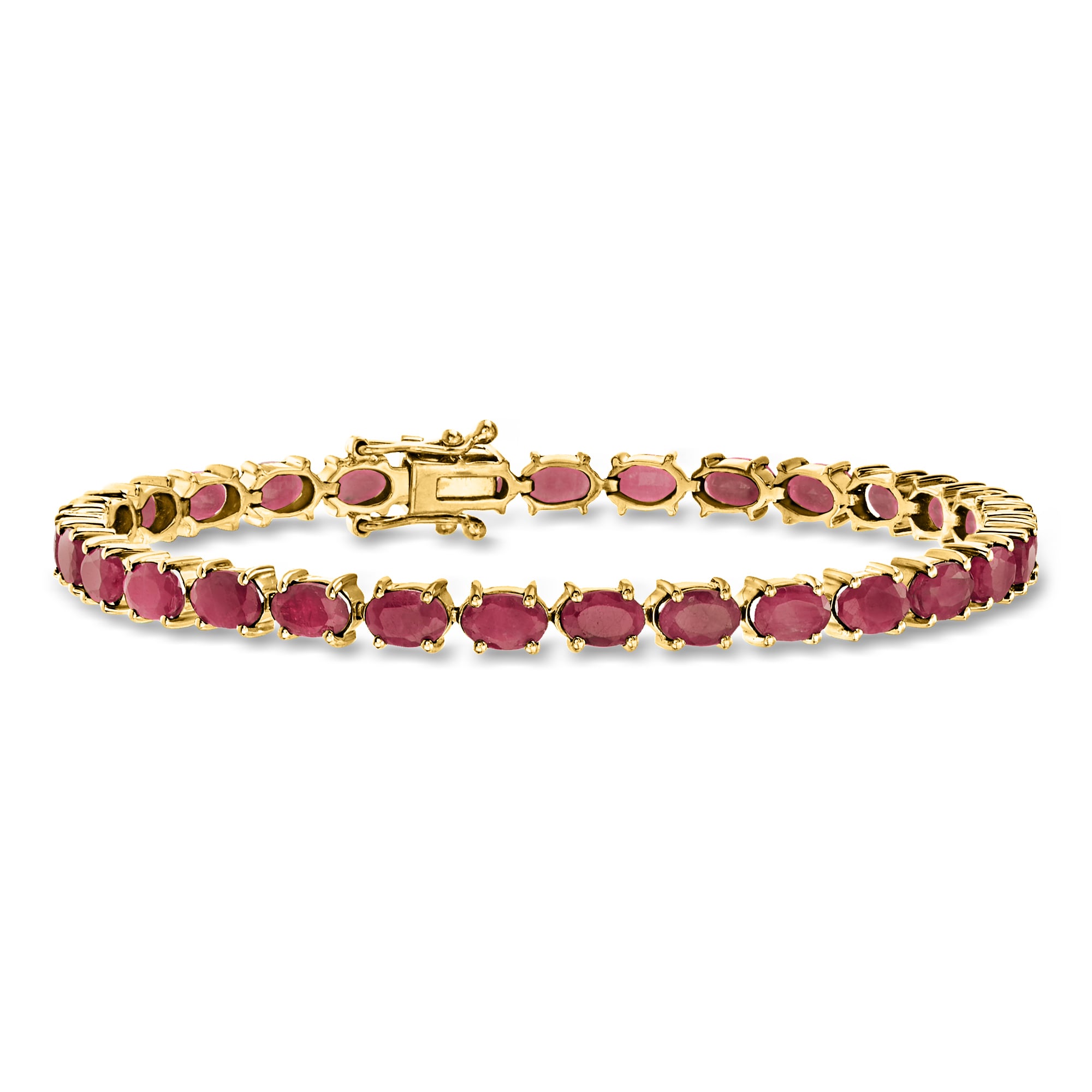18.00 ct. t.w. Ruby Heart Tennis Bracelet in 18kt Gold Over