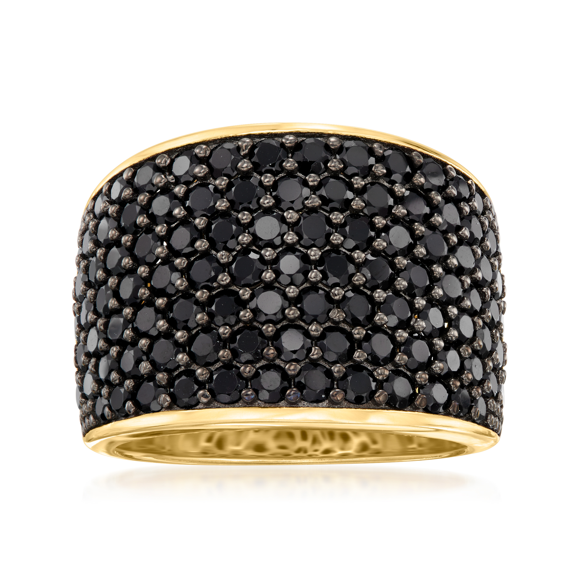 3.80 ct. t.w. Pave Black Spinel Ring in 18kt Gold Over Sterling