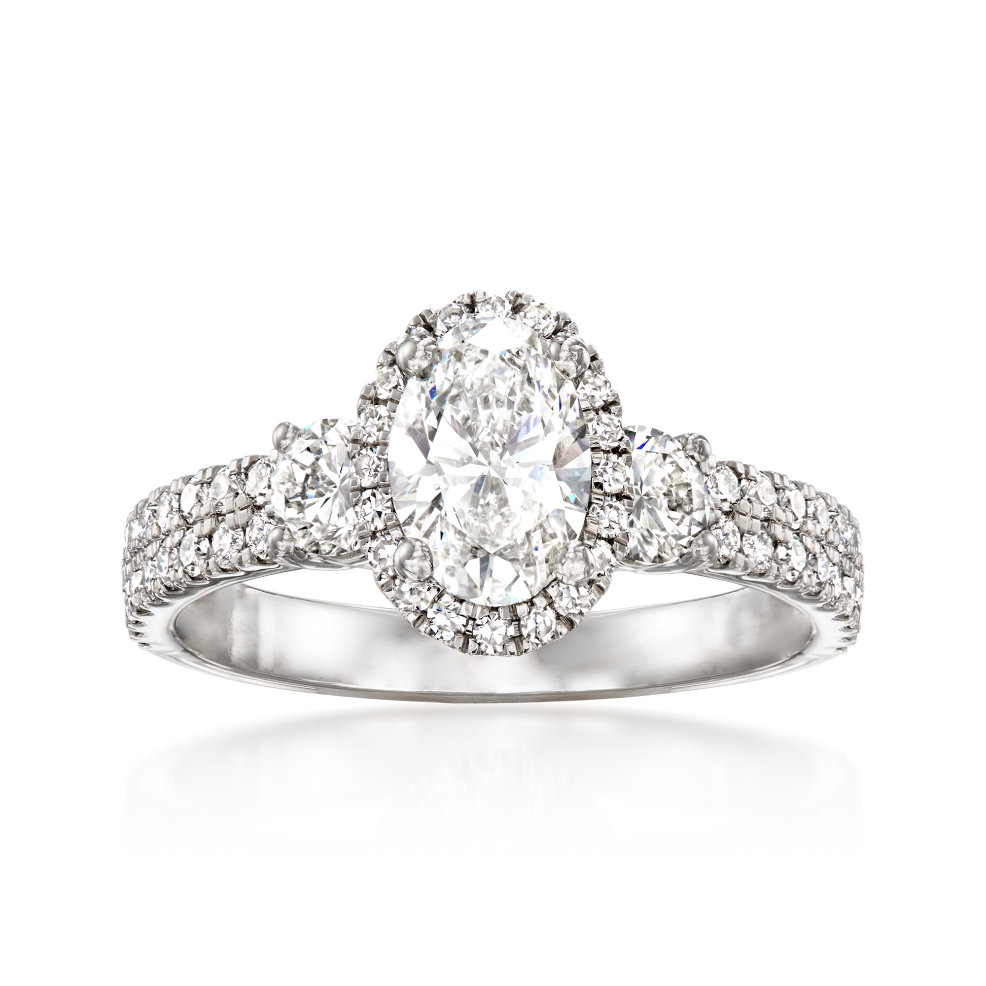 2.10 ct. t.w. Lab-Grown Diamond Ring in 14kt White Gold. Size 8