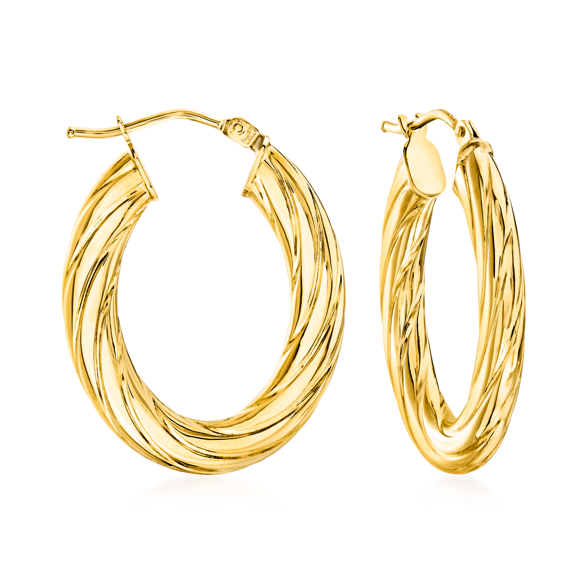 Italian 14kt Yellow Gold Oval Hoop Earrings. 1