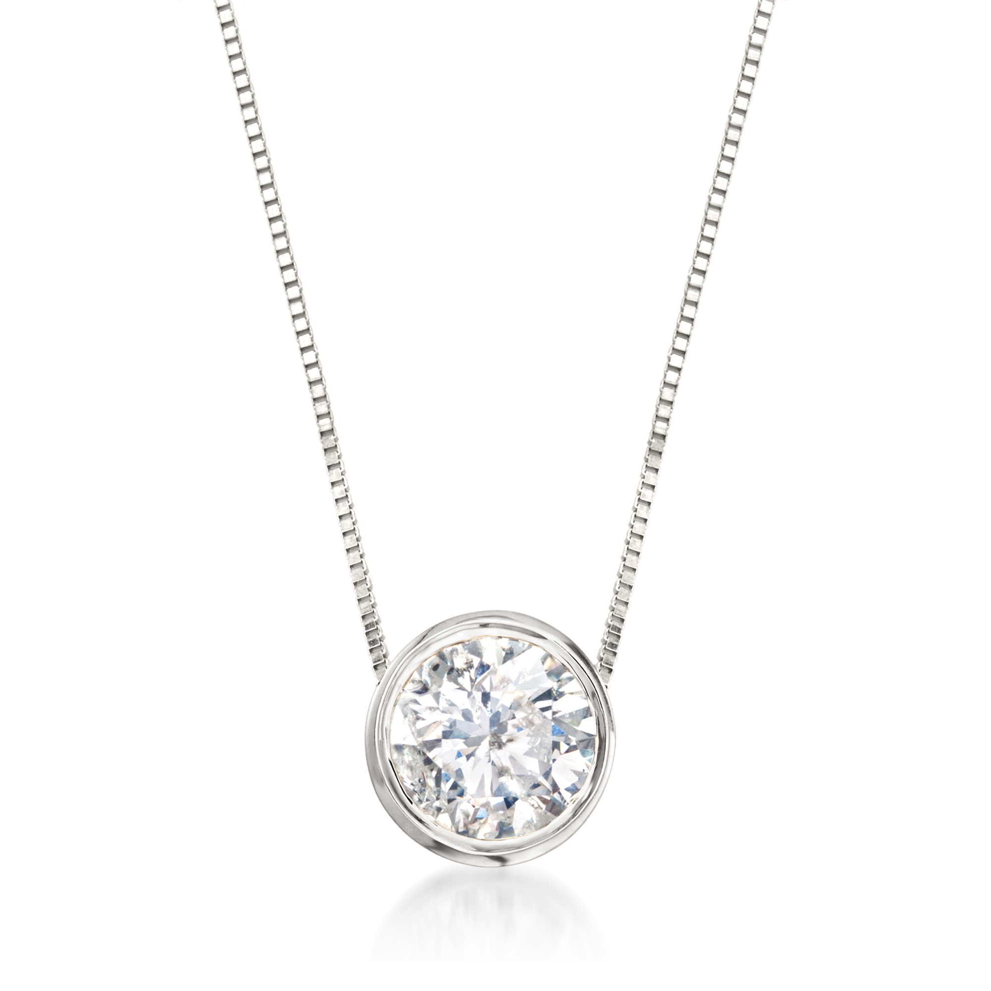 75 Carat Bezel Set Diamond Solitaire Necklace in 14kt White Gold