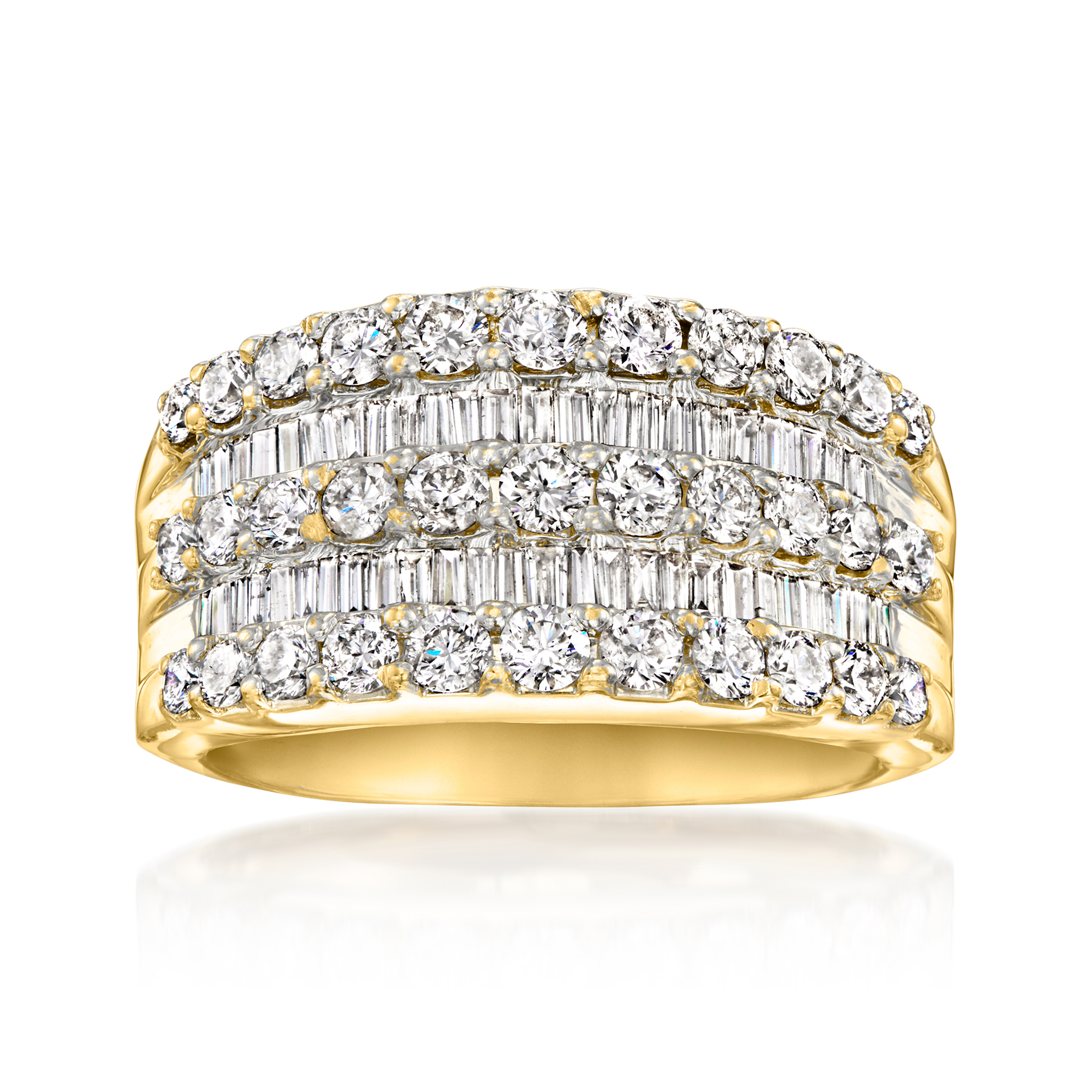 C. 1990 Vintage 1.80 ct. t.w. Diamond Two-Row Ring in 18kt Yellow