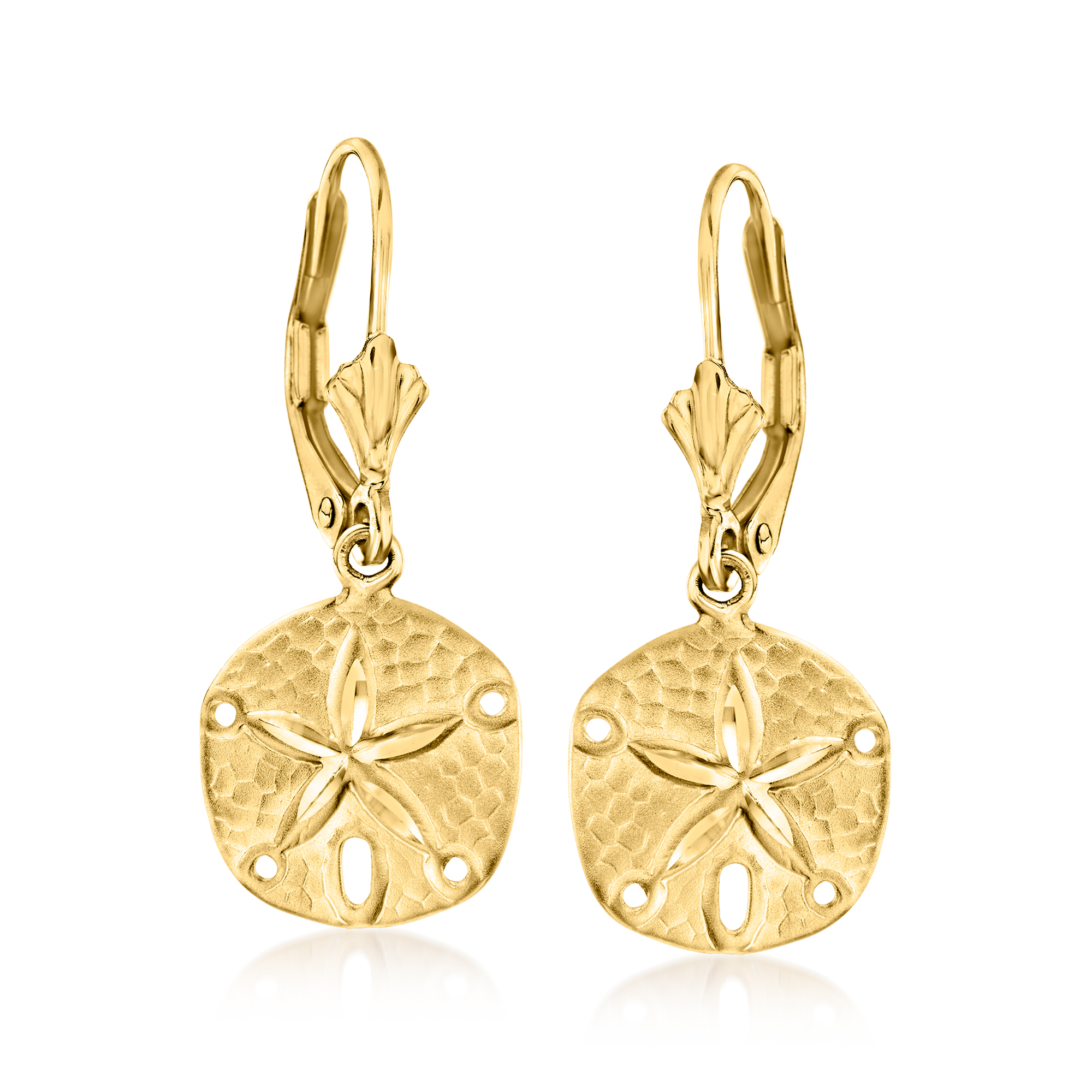 14kt Yellow Gold Sand Dollar Drop Earrings Ross Simons