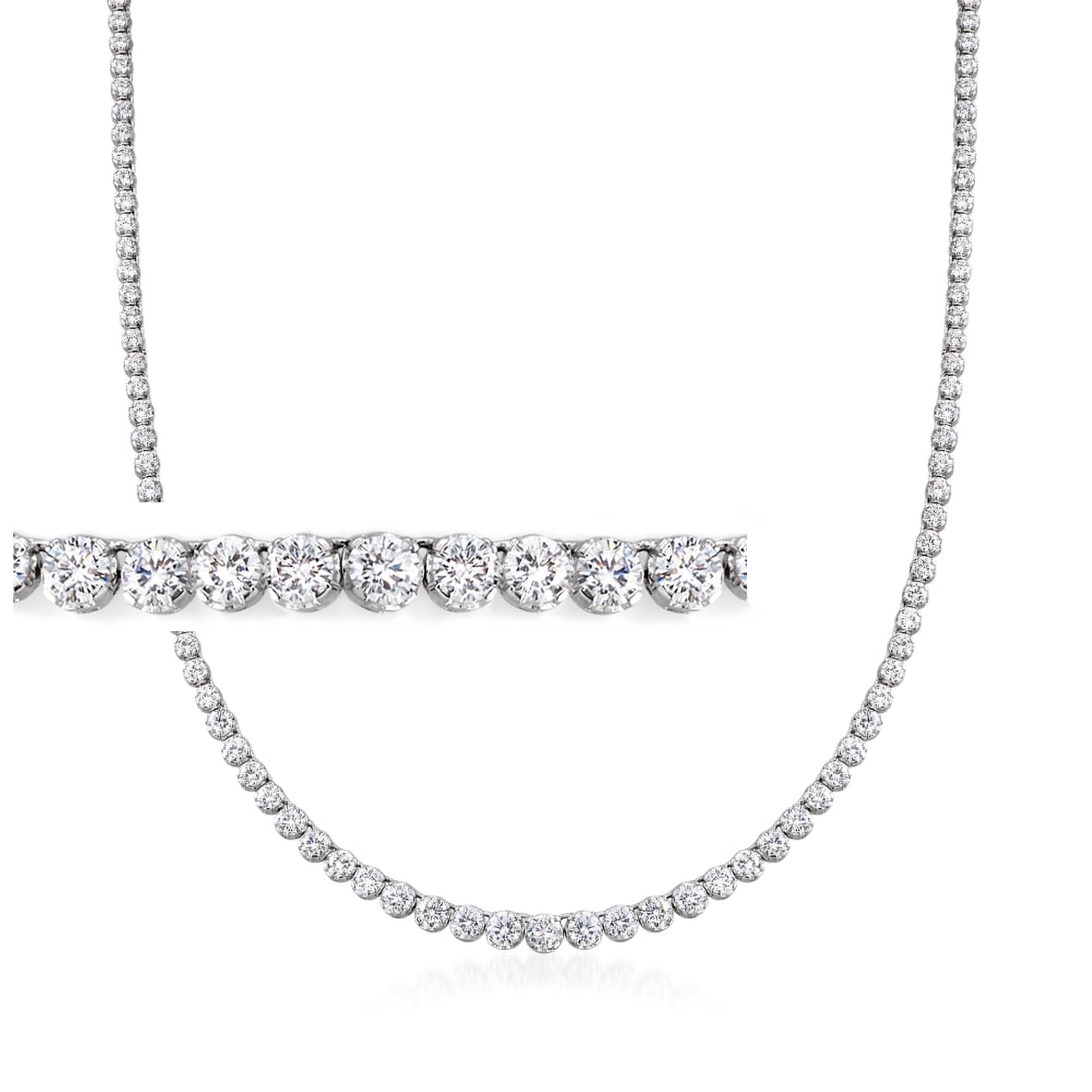 20.00 ct. t.w. Graduated CZ Tennis Necklace in Sterling Silver