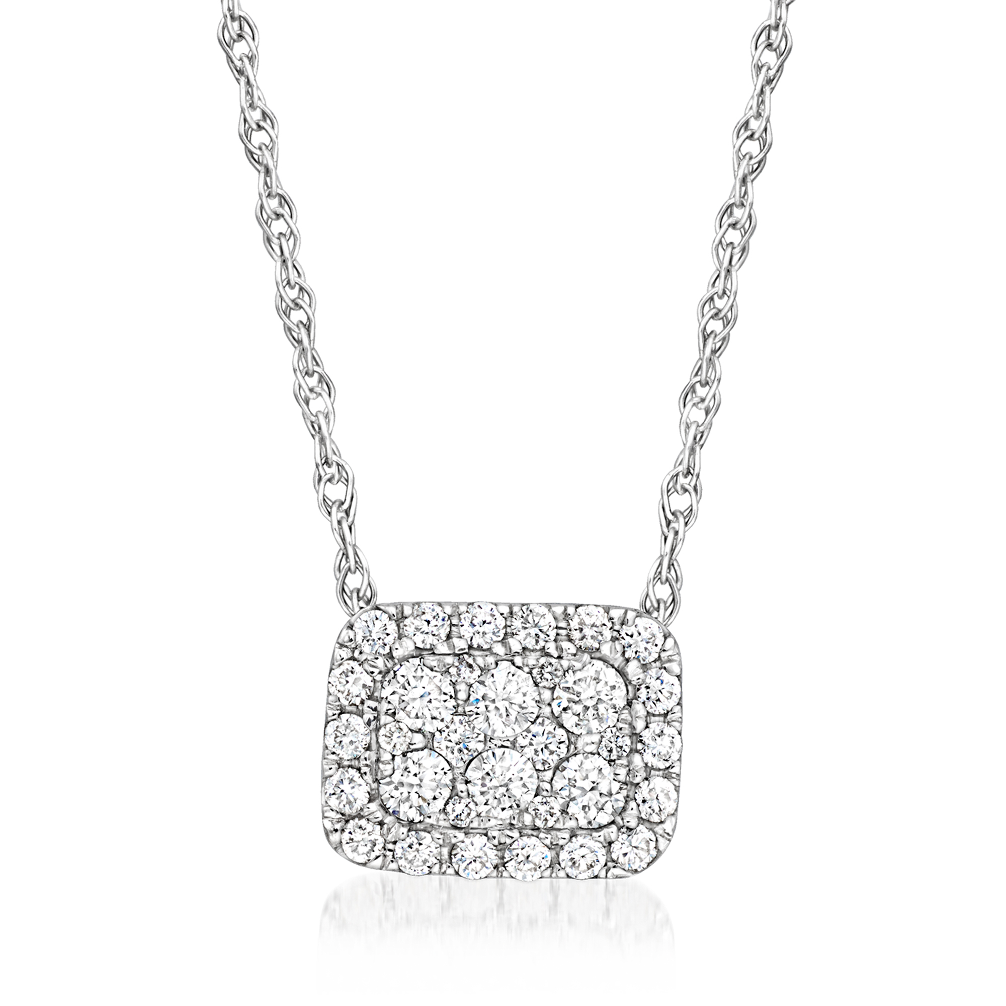  GENIUS COLLECTION CLEEVE ABBEY① C. 1990 Vintage .45 ct. t.w. Diamond Cluster Pendant Necklace in