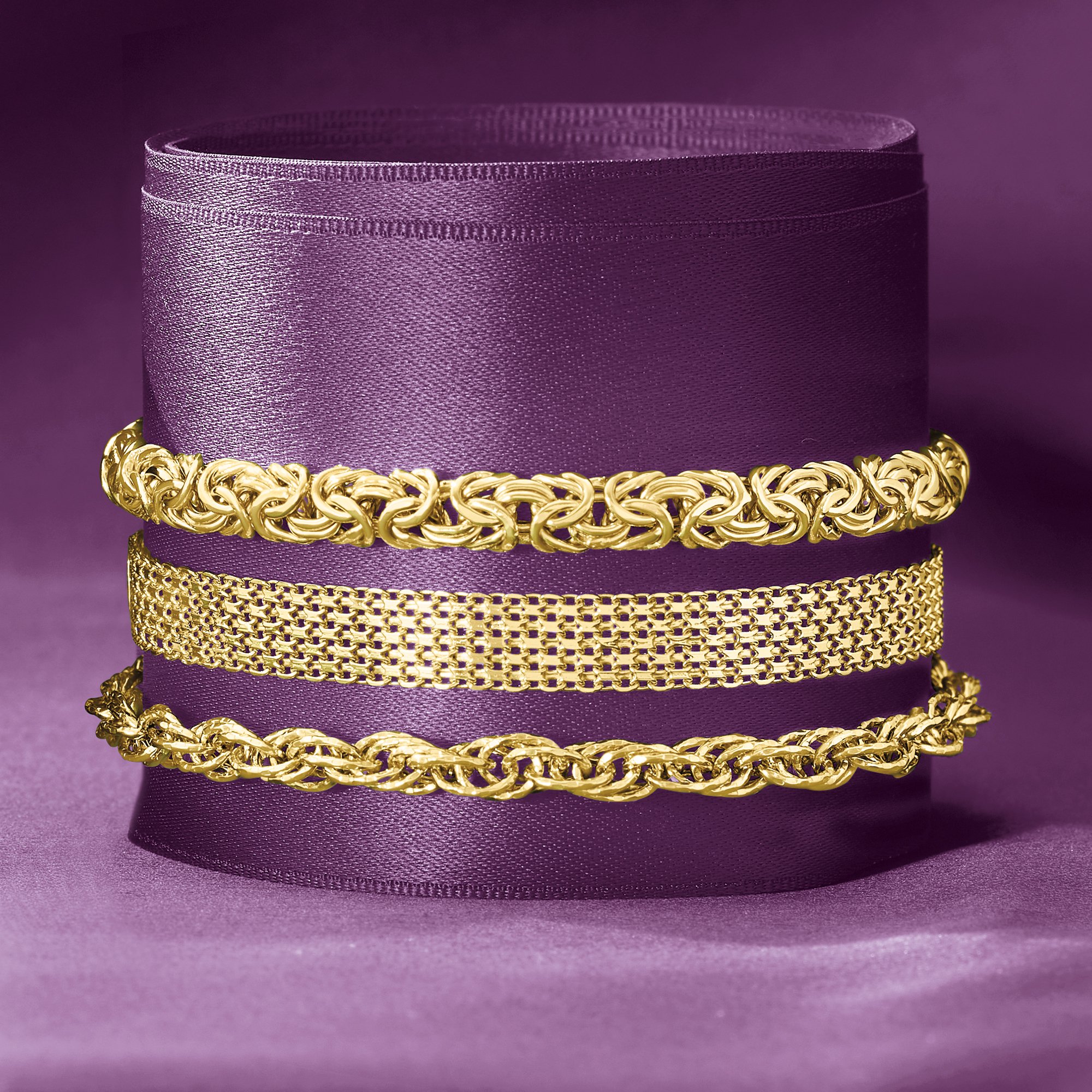 18kt Gold Over Sterling Bismark-Link Bracelet