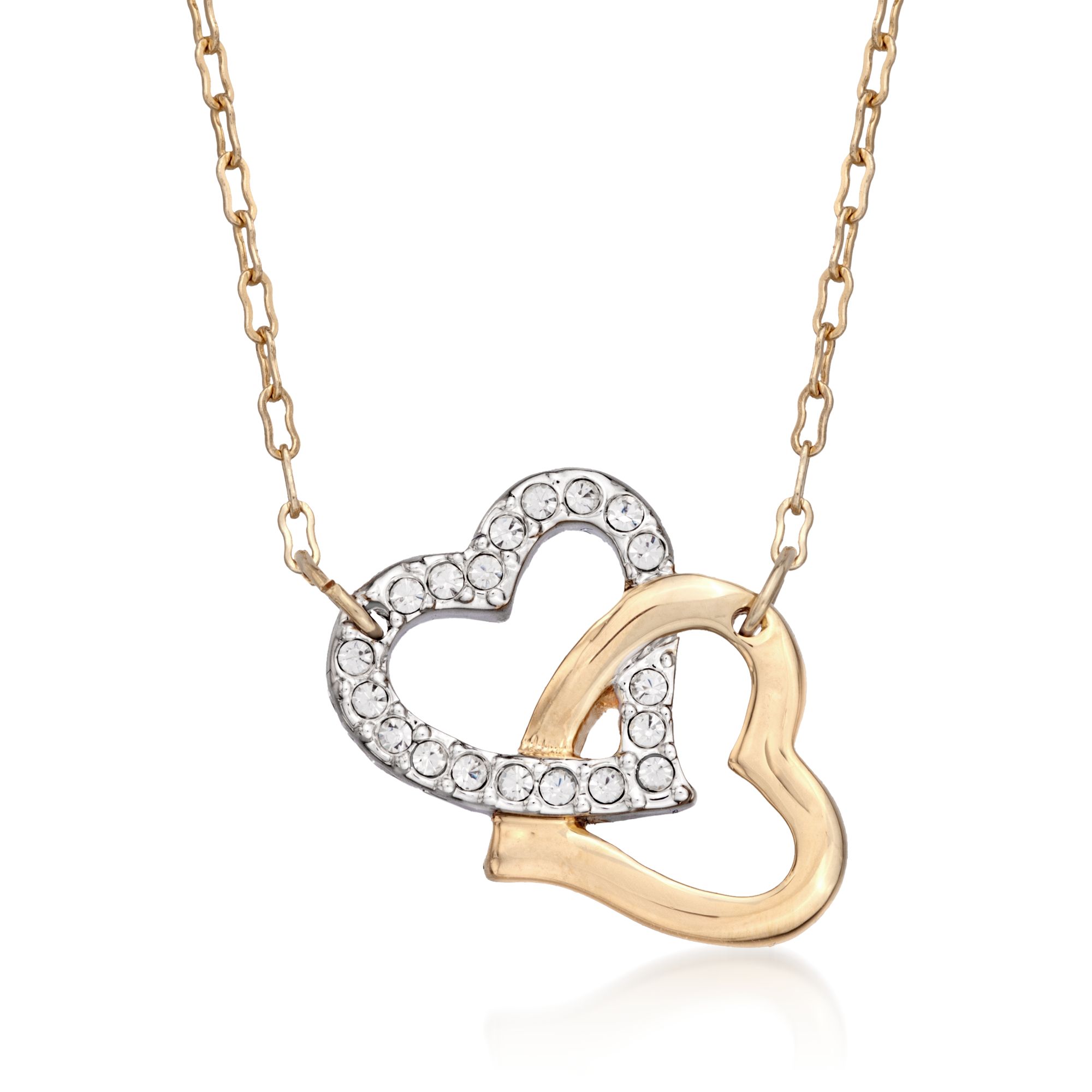 Swarovski Crystal Match Crystal Heart Pendant Necklace in Two Tone