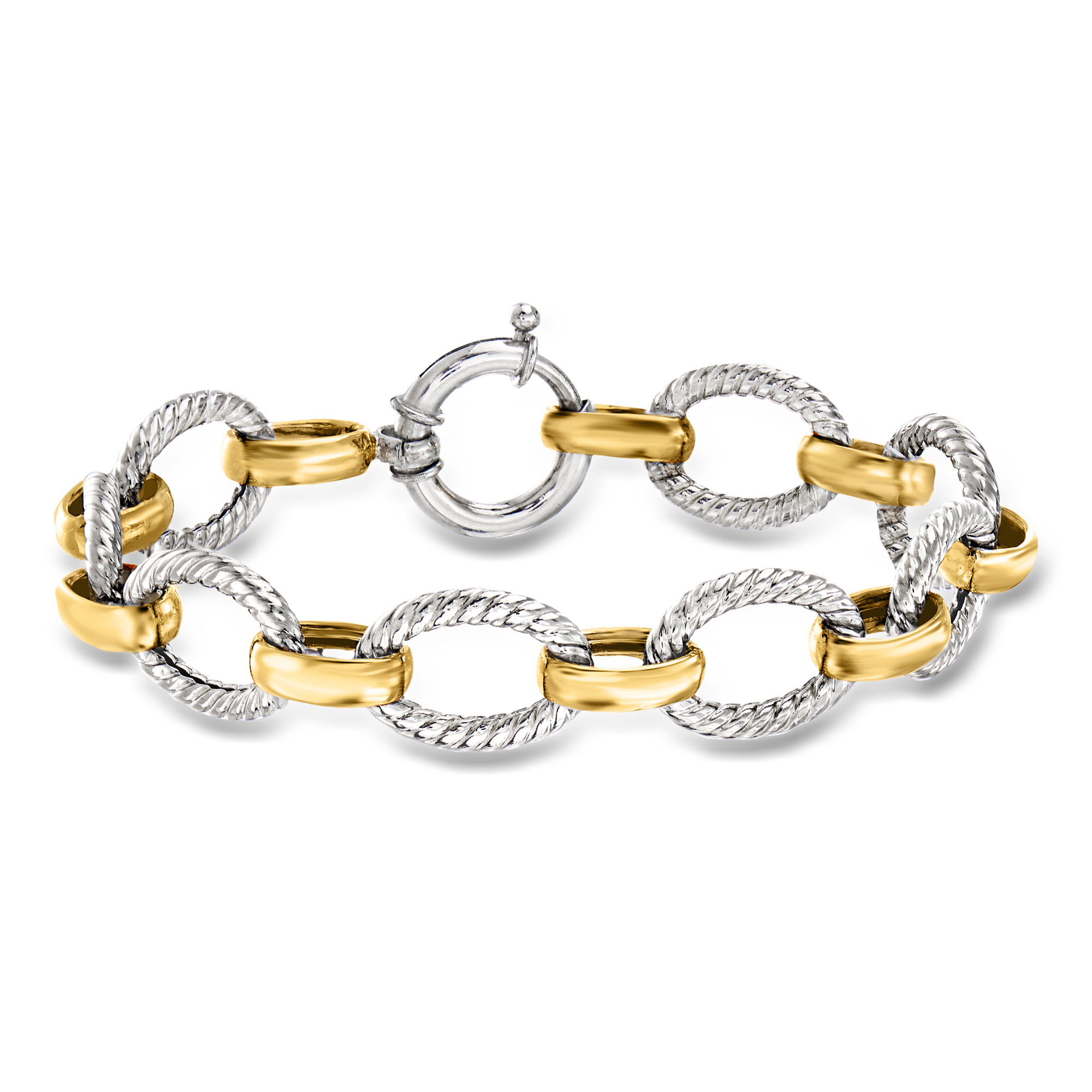 Fas + Brass Premium Adjustable Tennis Bracelet For Men - Gold & Silver Plated, 8.5 Inch Free Size