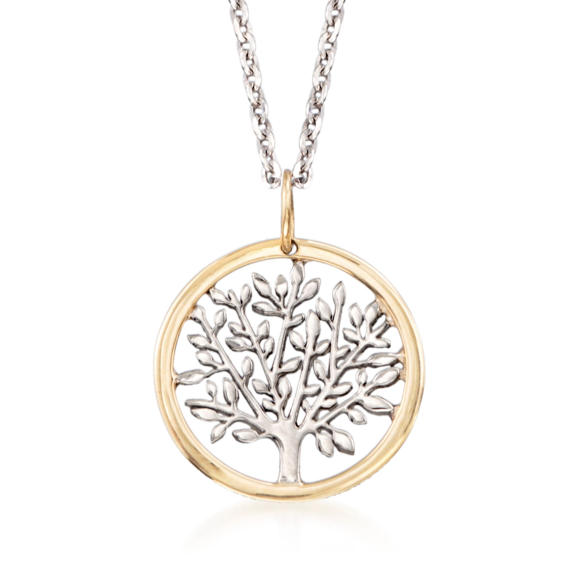 Jewel Zone US Tree of Life Pendant Necklace with Simulated Gemstone 14k Yellow Gold Over Sterling Silver 