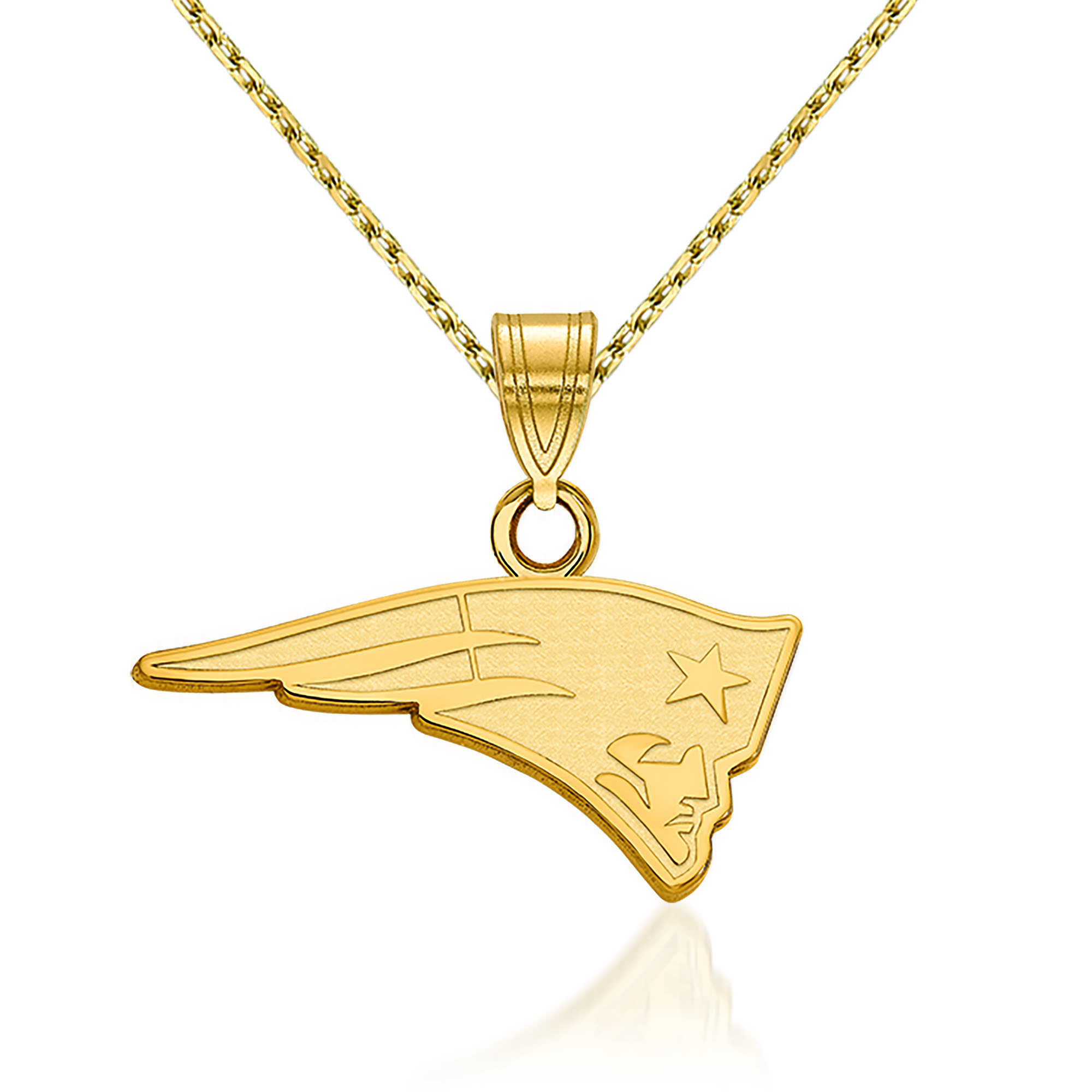 14kt Yellow Gold NFL New England Patriots Pendant Necklace. 18