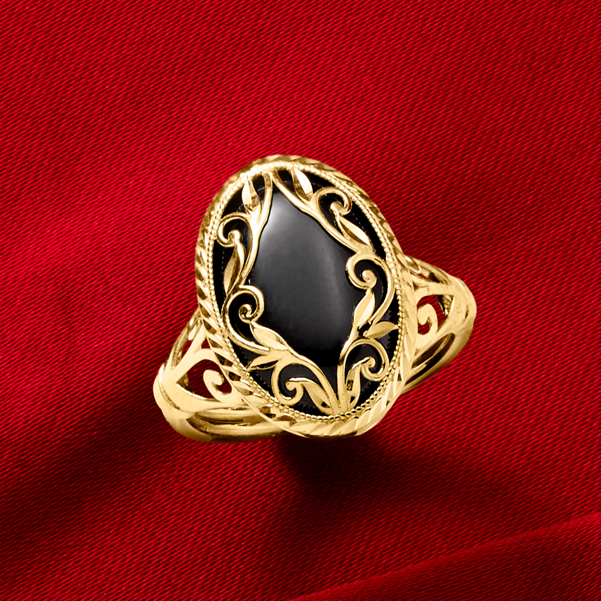 SAR Jewellery Leaf ring with Onyx 17号 SAR Jewellery Leaf ring with Onyx 17号 SAR Jewellery Leaf