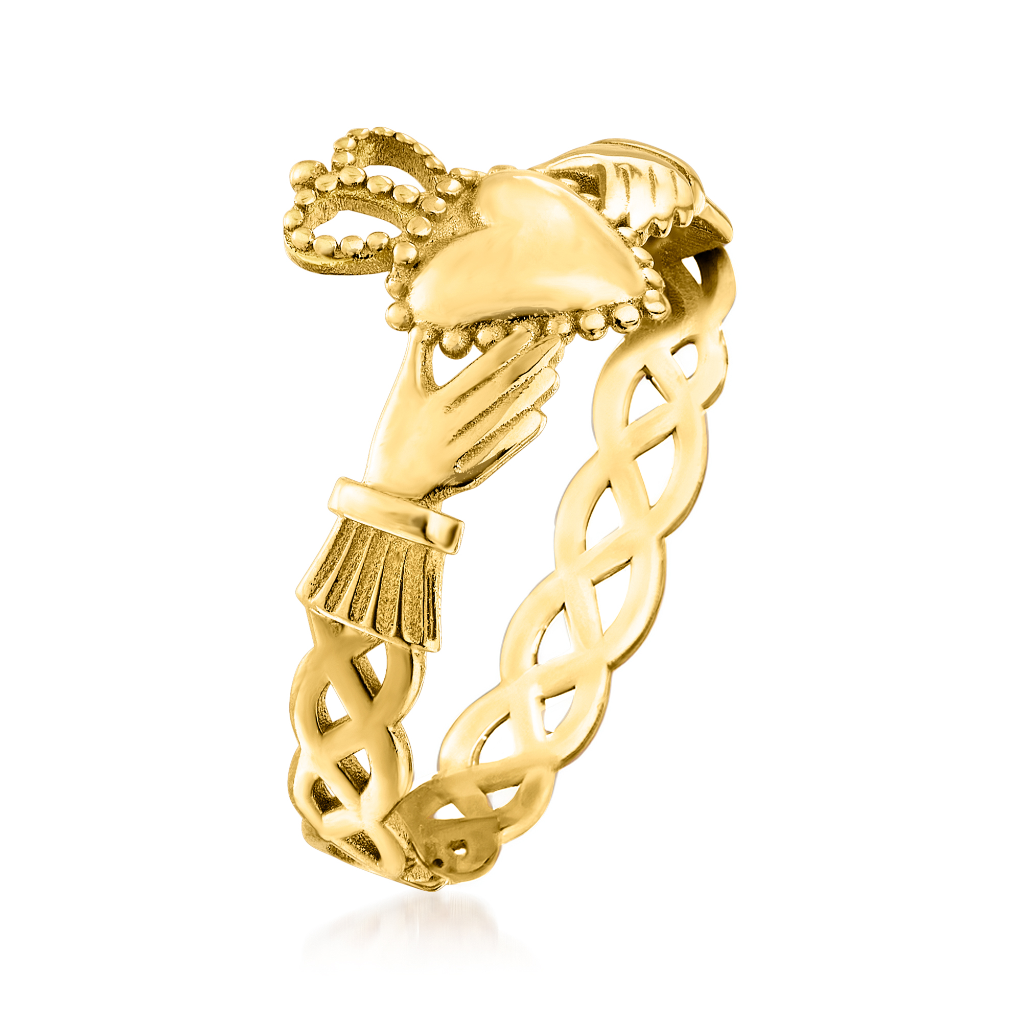 Italian 14kt Yellow Gold Claddagh Ring | Ross Simons