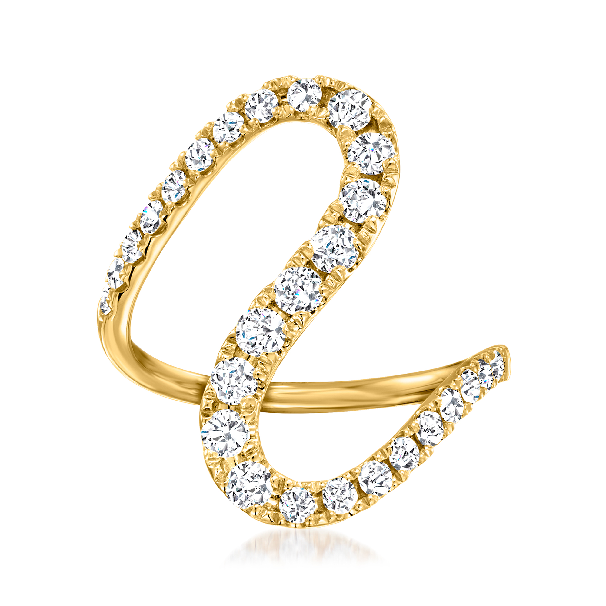 82 ct. t.w. Diamond Wave Ring in 14kt Yellow Gold. Size 6