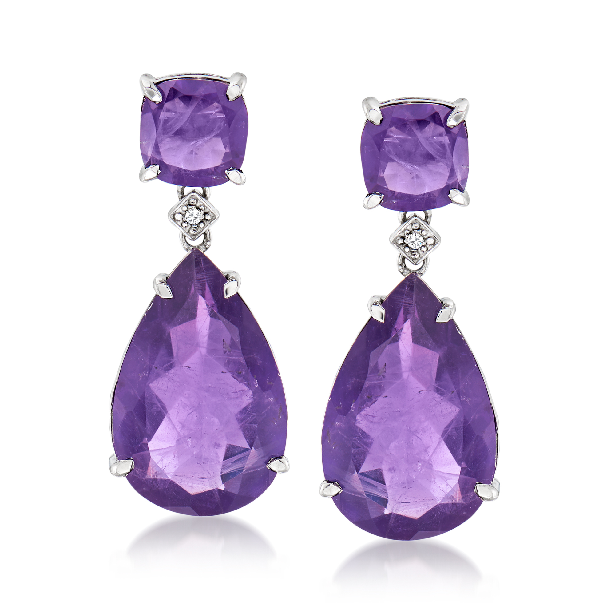 21.60 ct. t.w. Amethyst Drop Earrings in Sterling Silver
