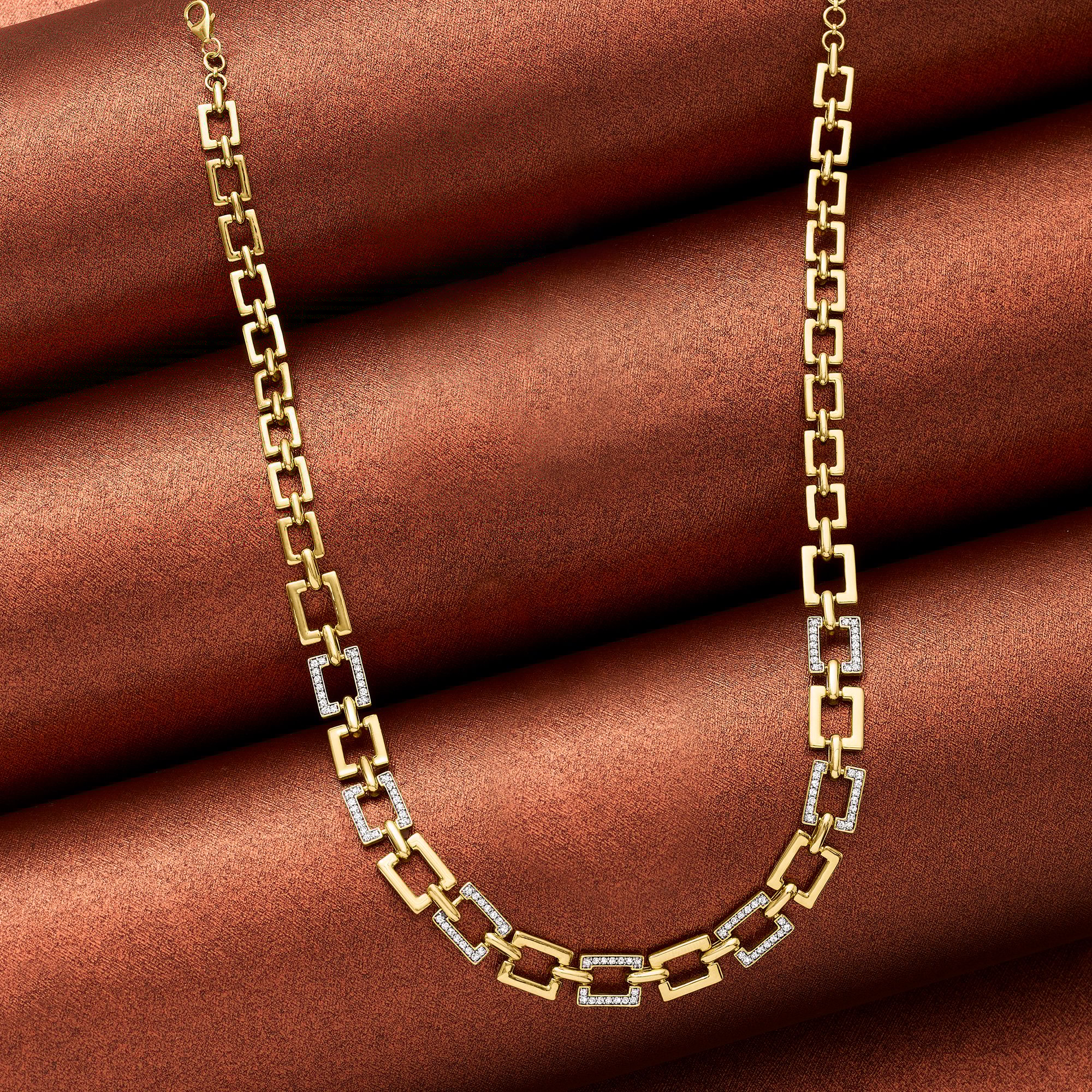 1.00 ct. t.w. Diamond Rectangular-Link Necklace in 18kt Gold