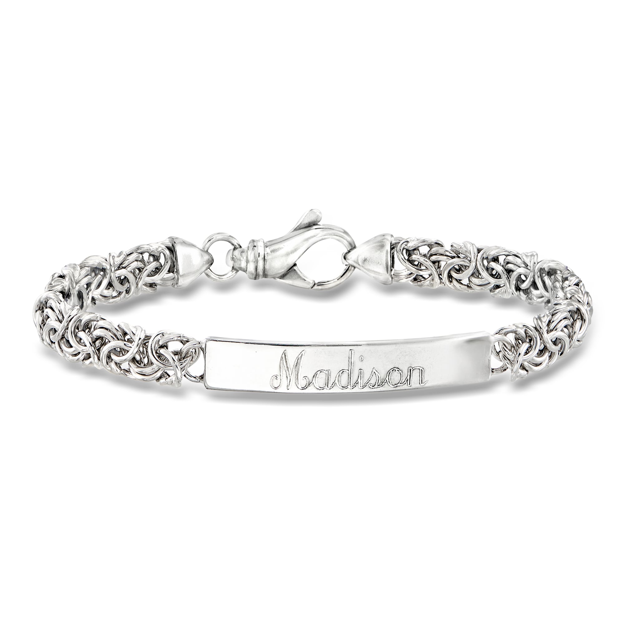 Name - Italian Sterling Silver Byzantine ID Bracelet. 7&quot