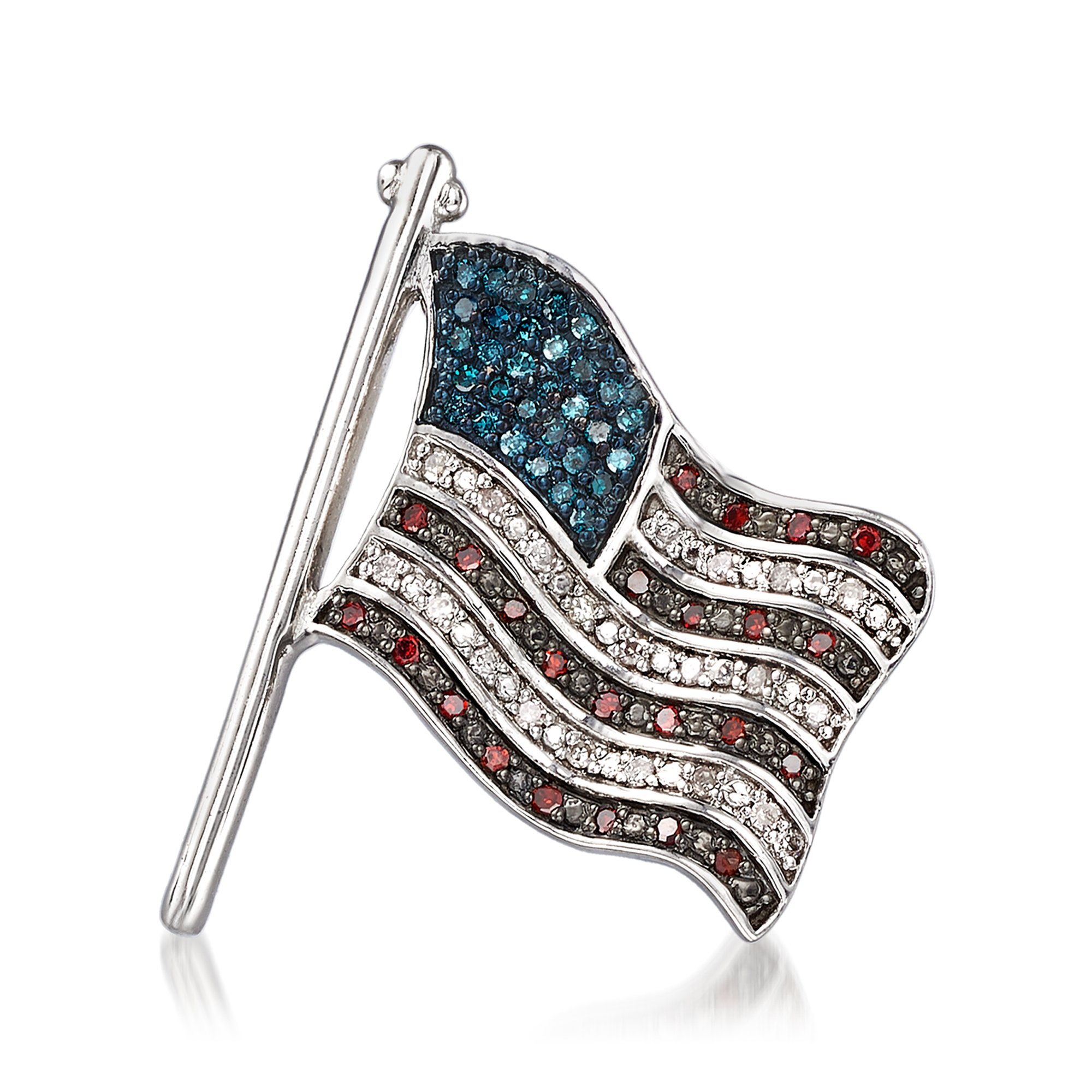 SAINT LAURENT★Silver Tone Pave CRYSTAL Varsity FLAG BROOCH NEW $445 SAINT LAURENT Silver Tone Pave' CRYSTAL Varsity