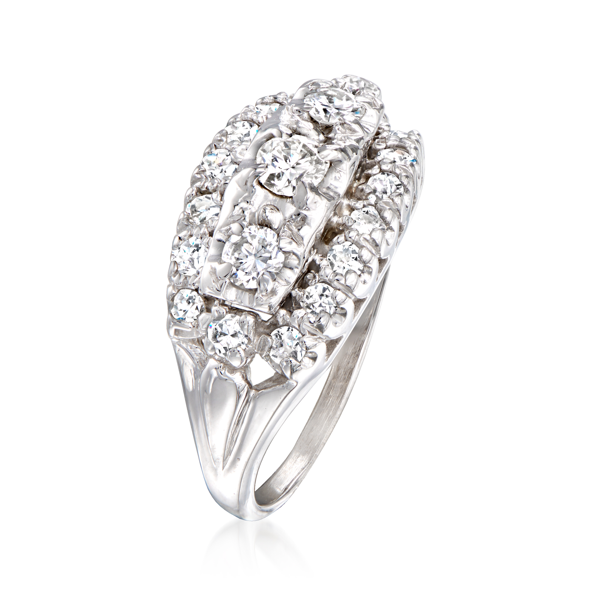 C. 1950 Vintage 1.00 ct. t.w. Diamond Three-Row Ring in 14kt