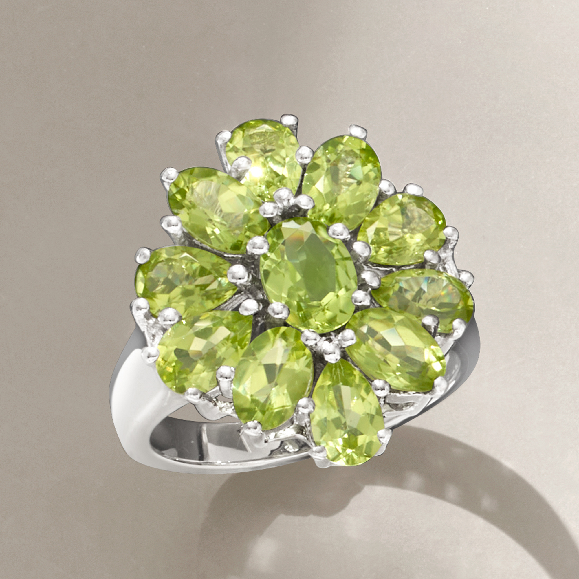 5.00 ct. t.w. Peridot Cluster Ring in Sterling Silver