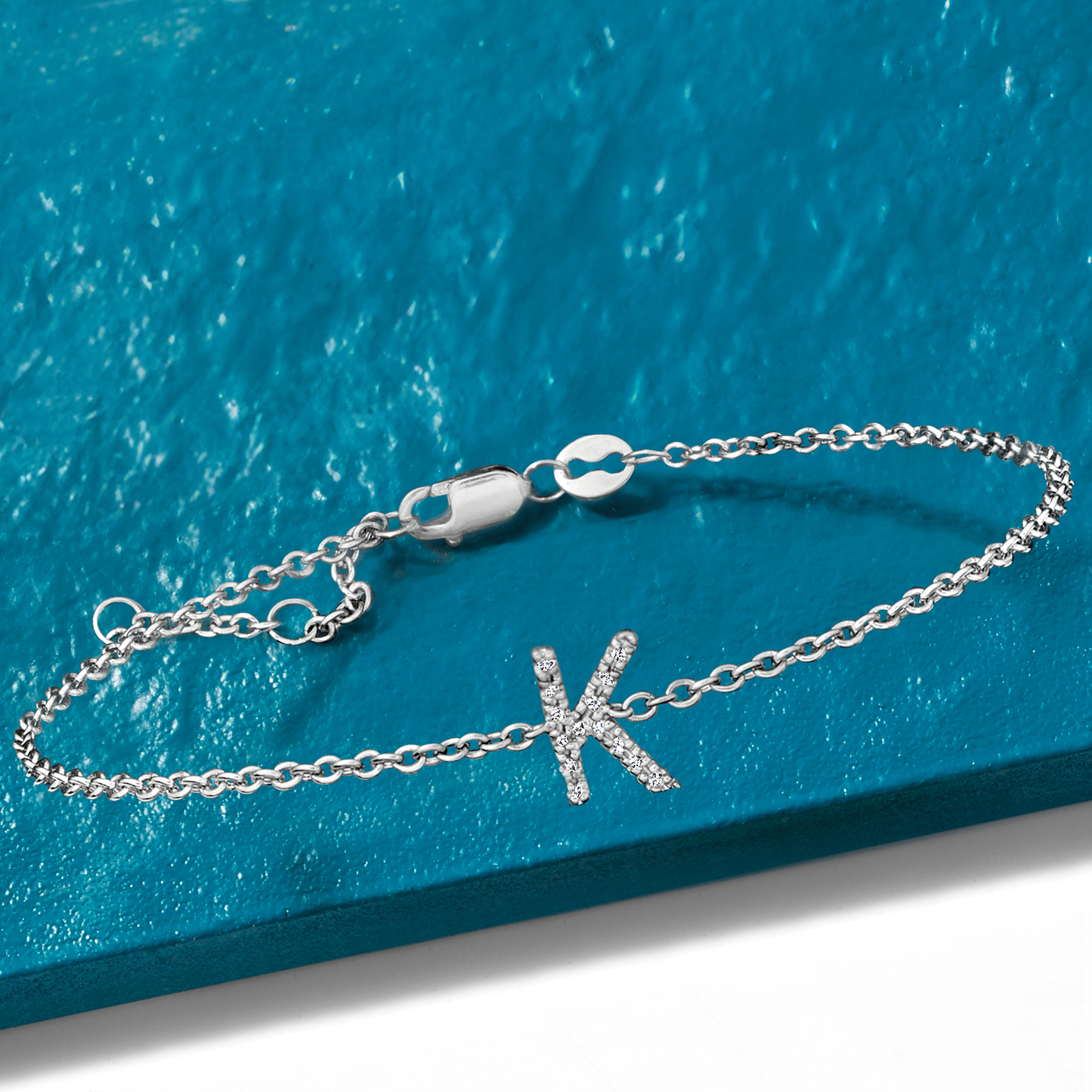 Z - Diamond Initial Bracelet in Sterling Silver. 7