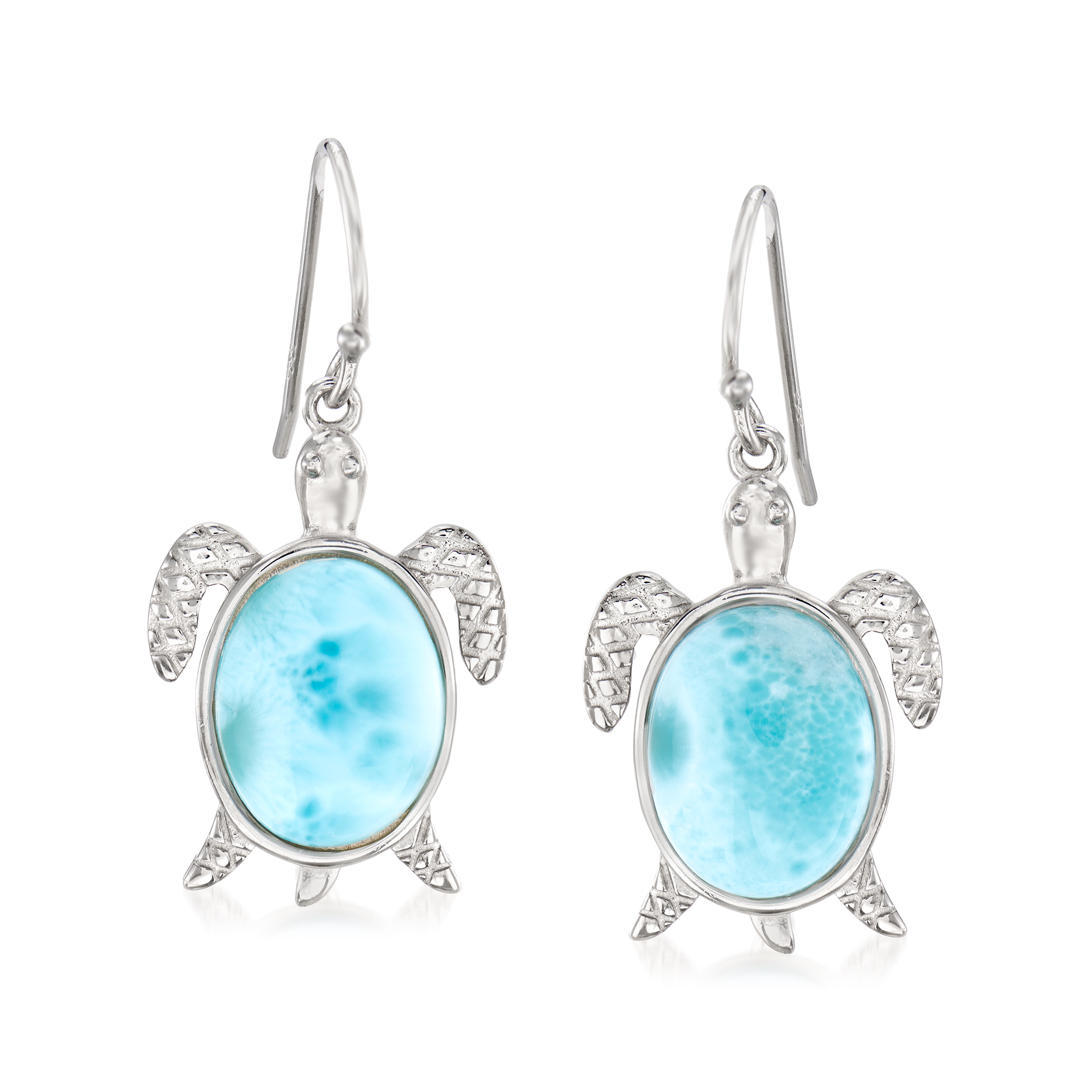 Larimar Sea Turtle Drop Earrings in Sterling Silver | Ross-Simons