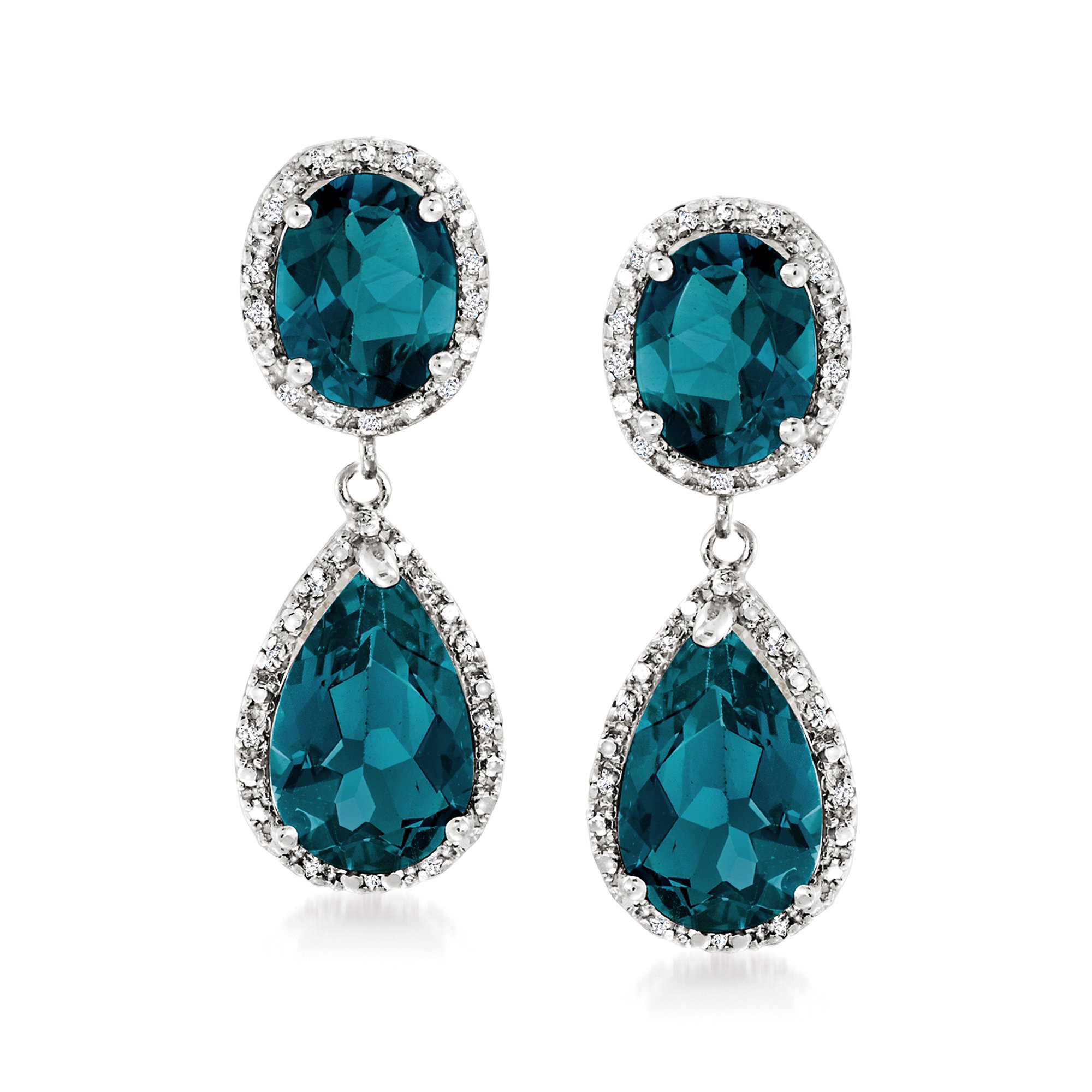 トップス STONE  ds knit blue 11.00 ct. t.w. London Blue Topaz and .14 ct. t.w. Diamond