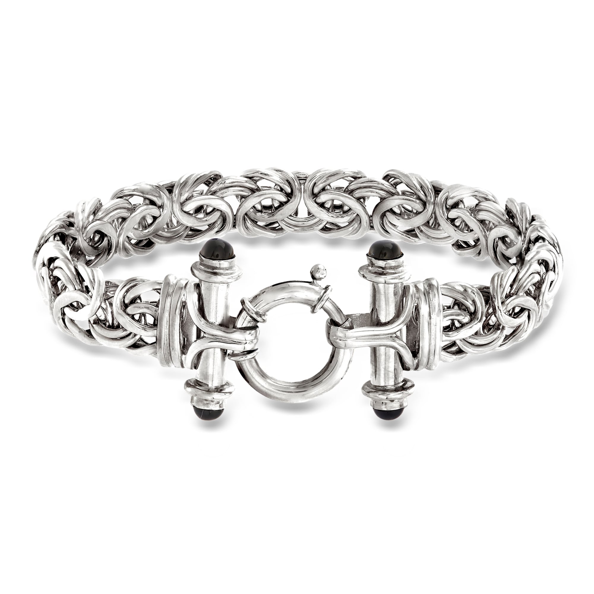 Sterling Silver Byzantine Bracelet with Black Onyx | Ross Simons