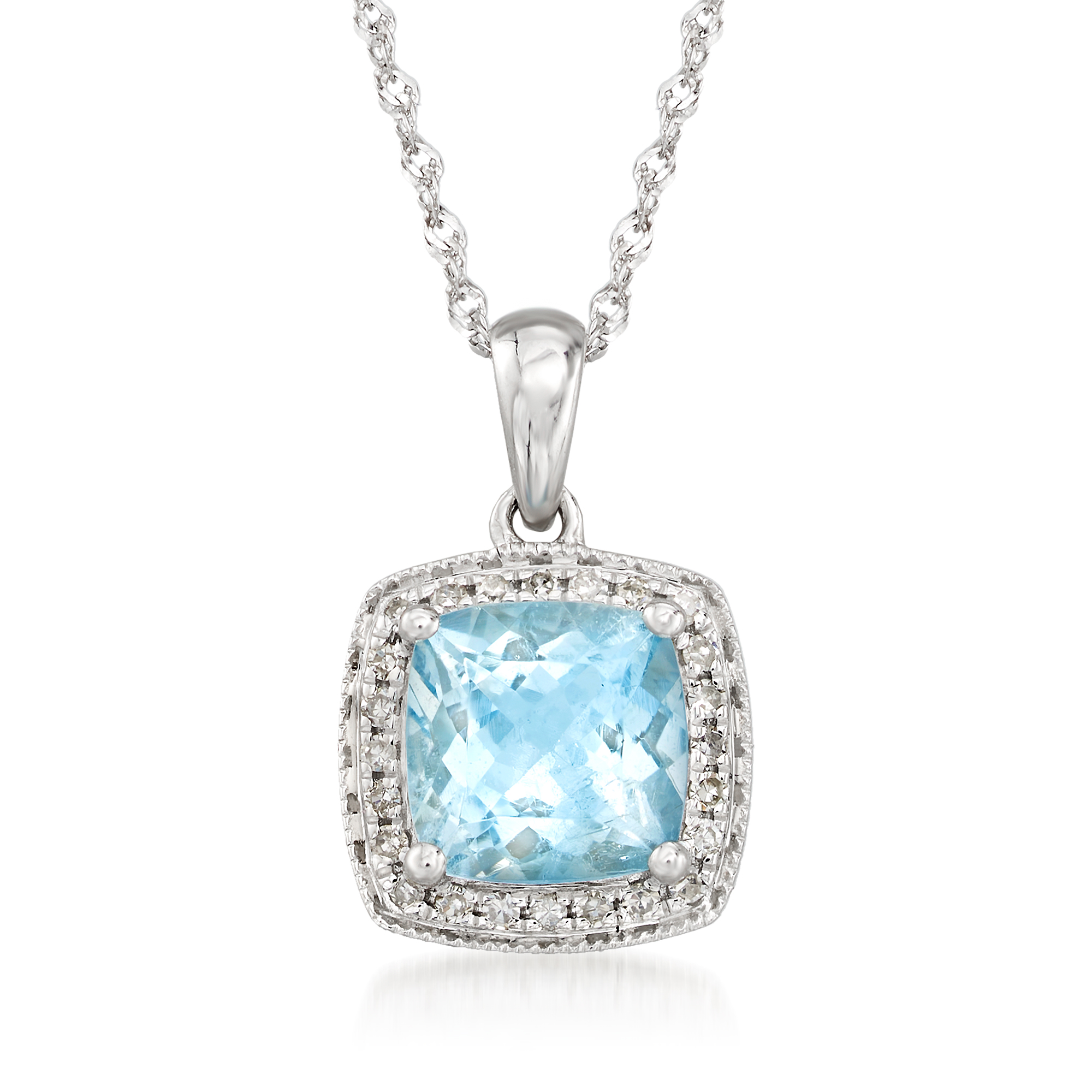 1.20 Carat Aquamarine and .10 ct. t.w. Diamond Pendant Necklace in ...
