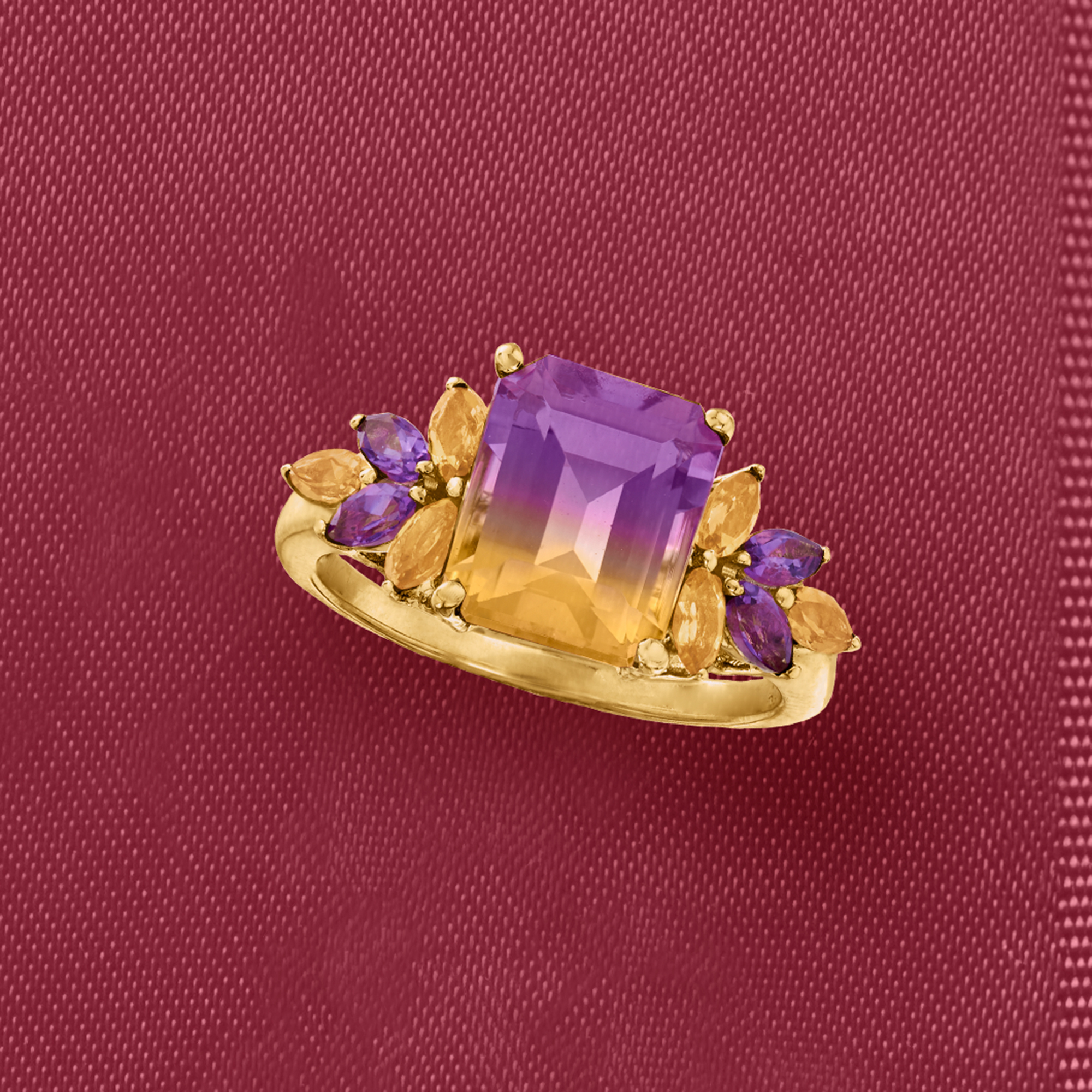 2.50 Carat Ametrine Floral Ring with Citrines and Amethysts