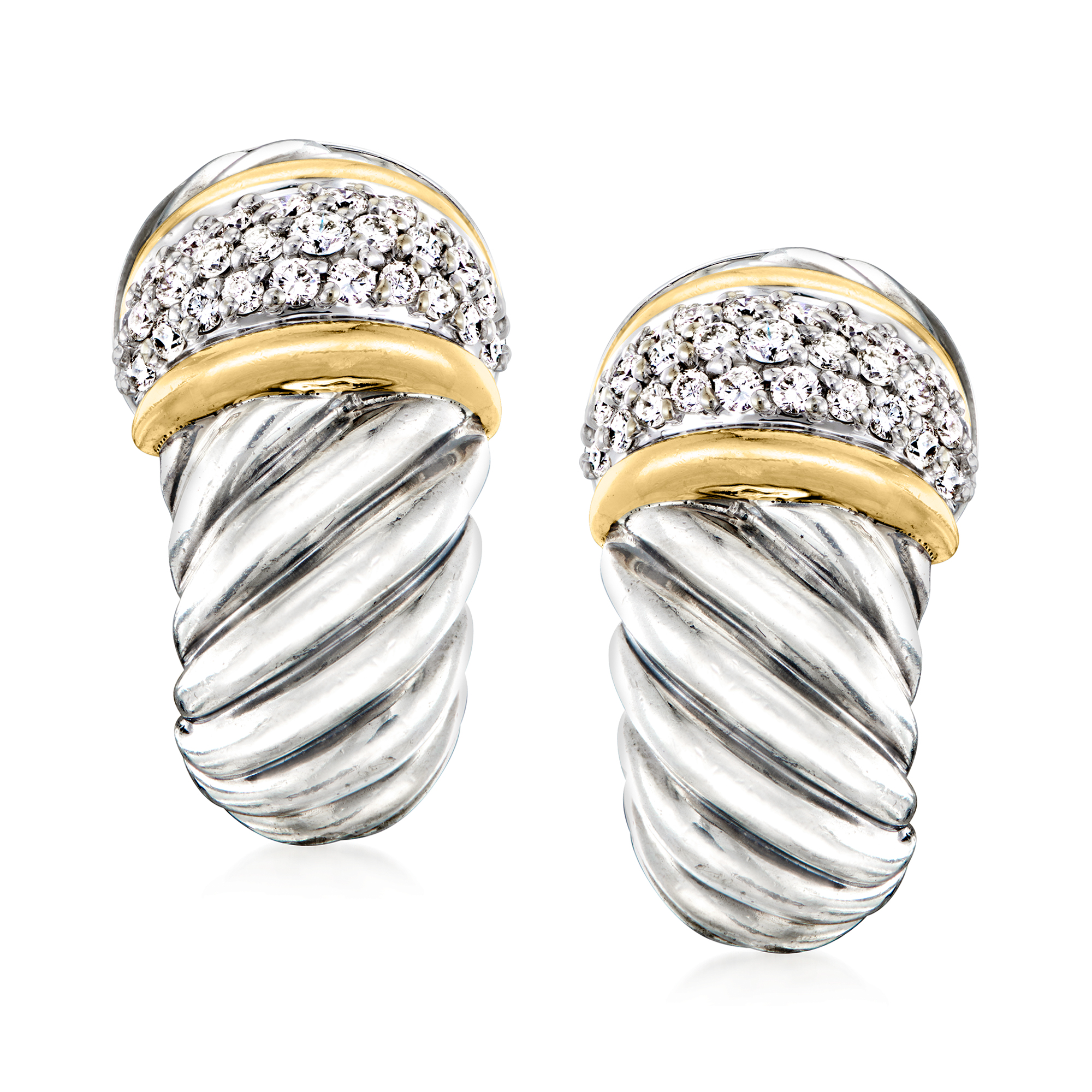 C. 1990 Vintage David Yurman .85 ct. t.w. Diamond Cable Earrings