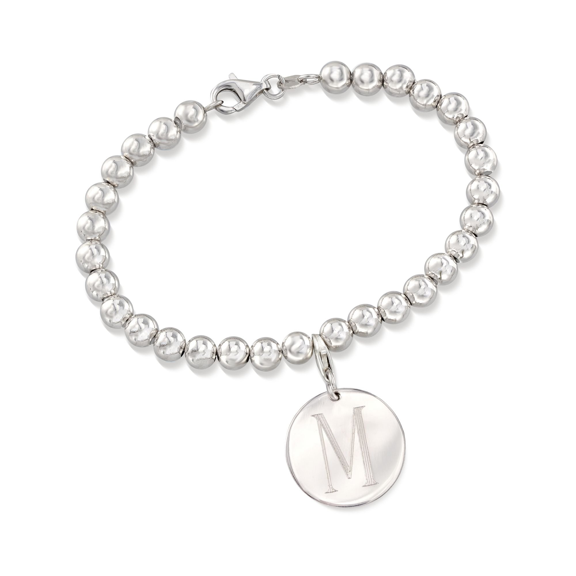 Italian 6mm Sterling Silver Bead Bracelet with Personalized