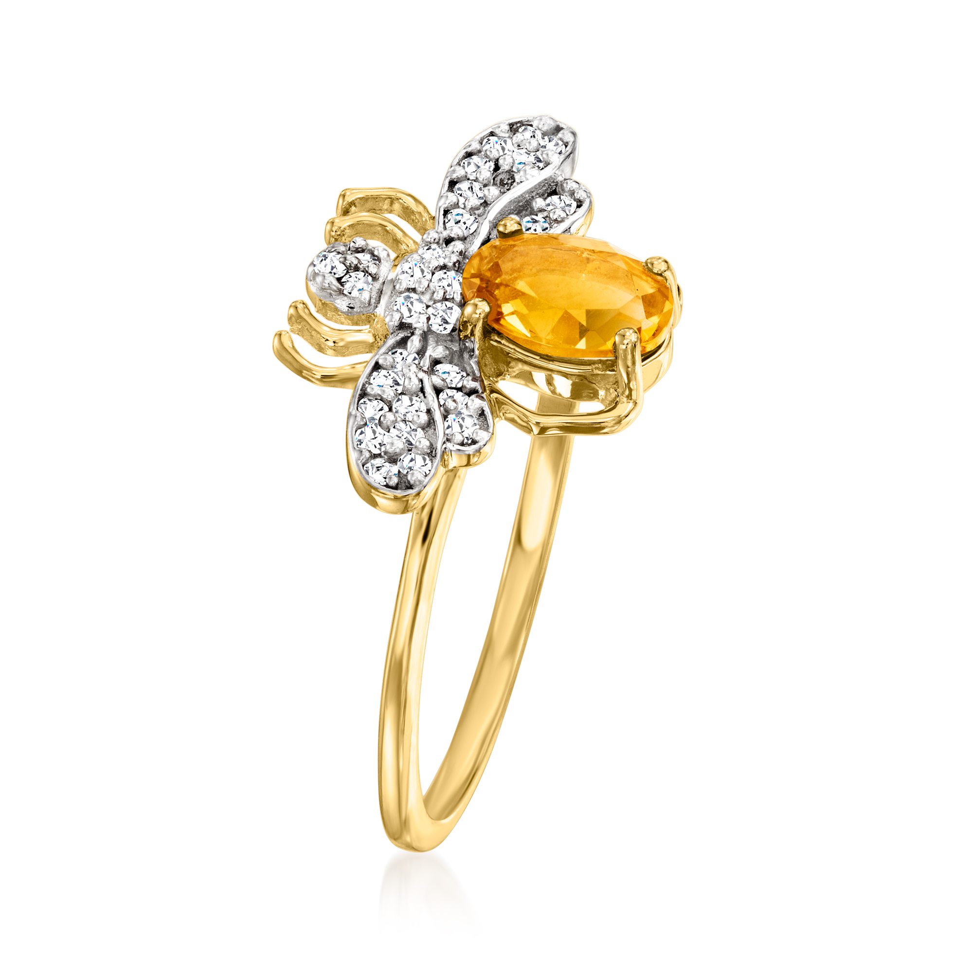 40 Carat Citrine and .10 ct. t.w. Diamond Bumblebee Ring in 14kt