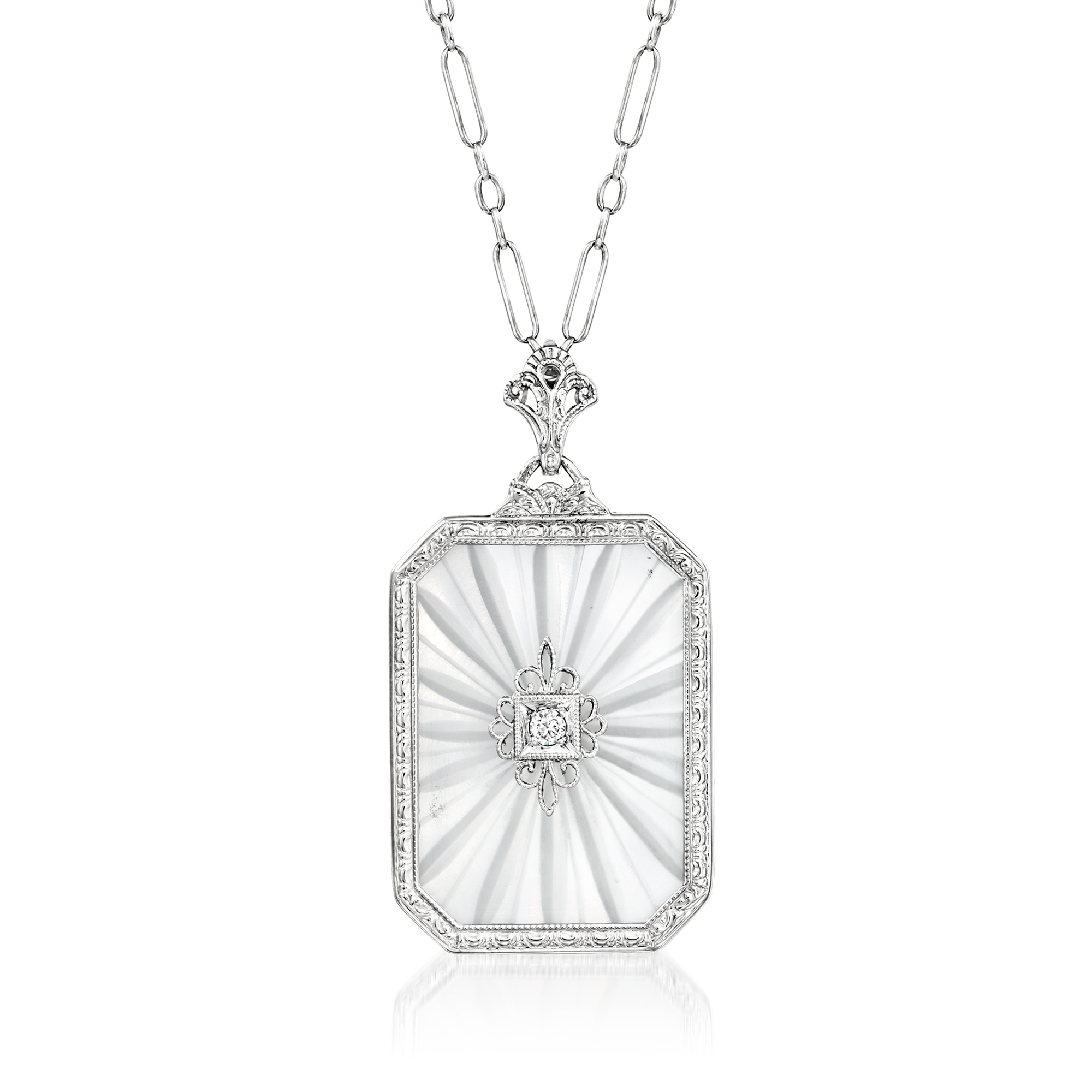 C. 1950 Vintage 8.50 Carat Rock Crystal Pendant Necklace with