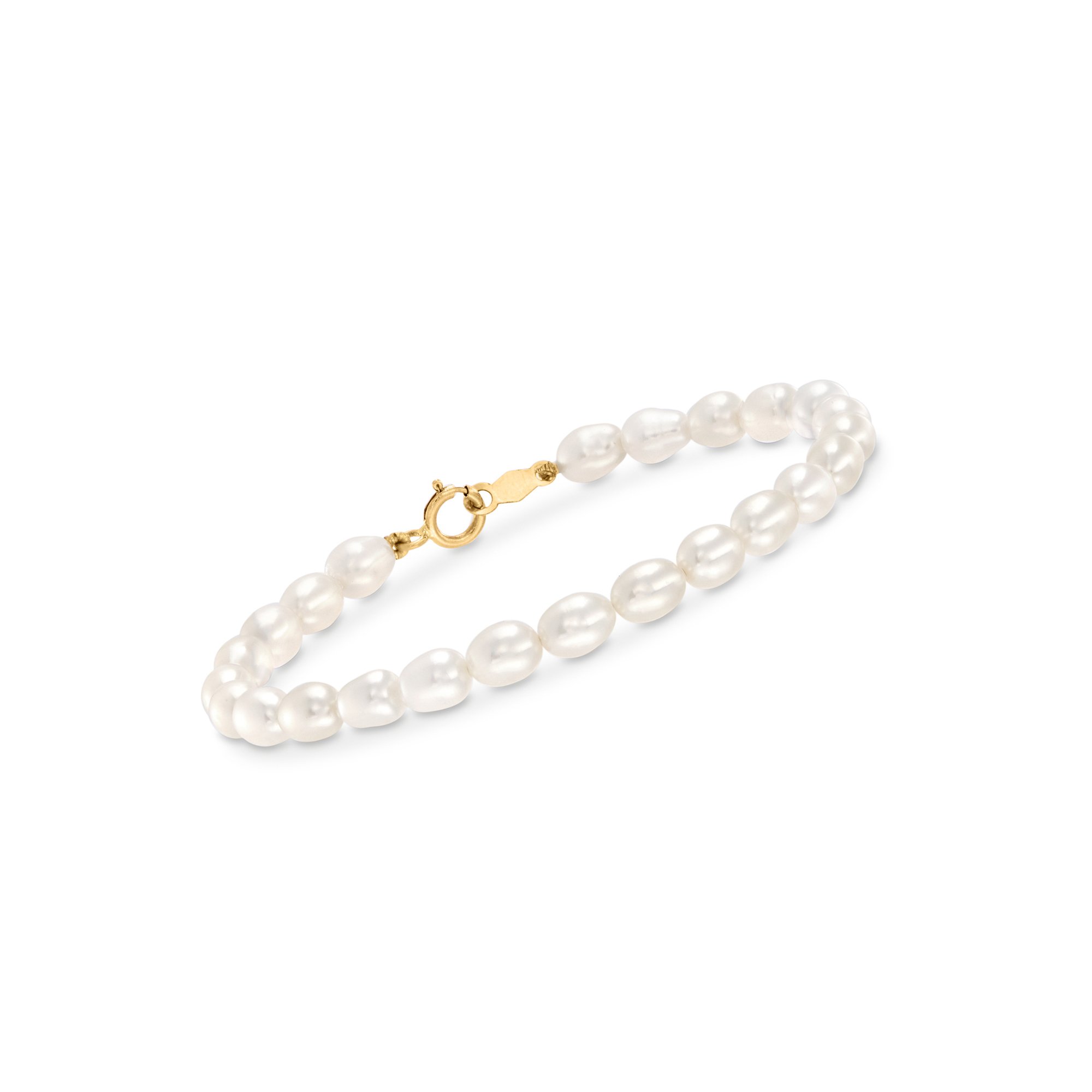 Child s 4 4.5mm Cultured Pearl Bracelet with 14kt Yellow Gold