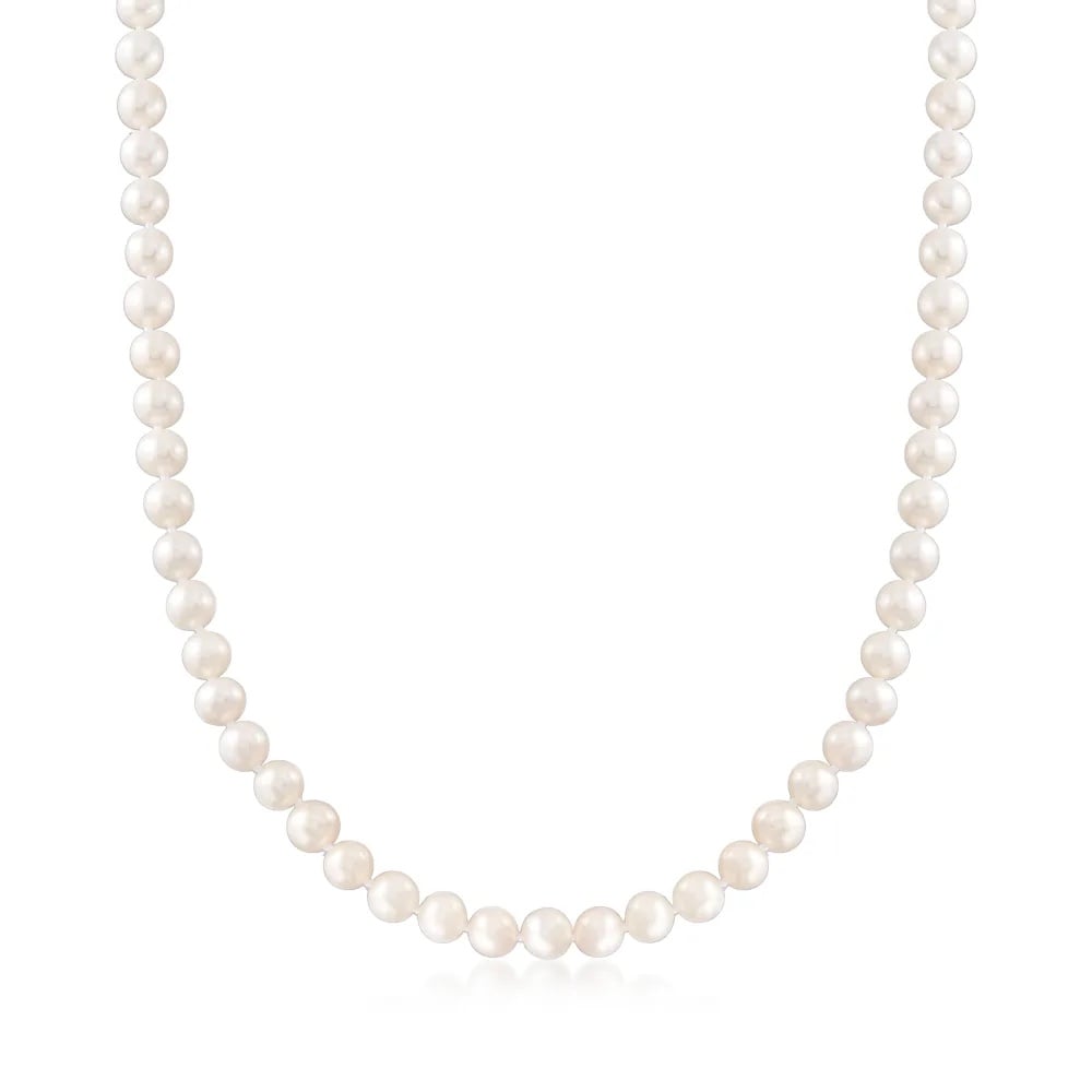 4-4.5mm Cultured Pearl Necklace in 14kt Yellow Gold | Ross Simons