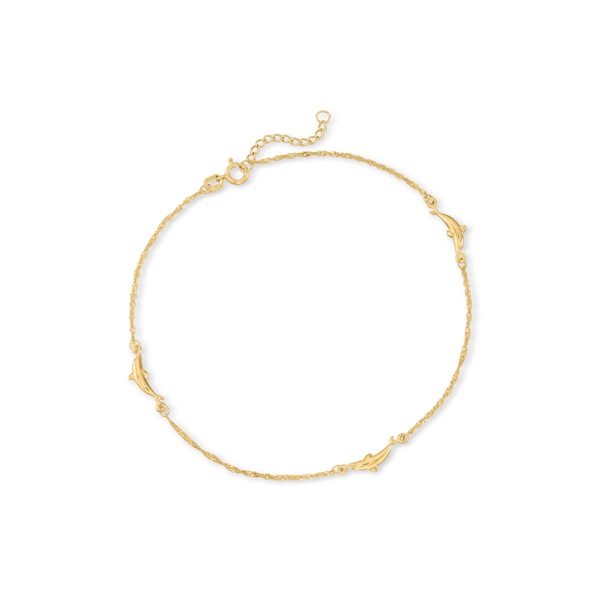 14kt Yellow Gold Dolphin Anklet. 9" RossSimons